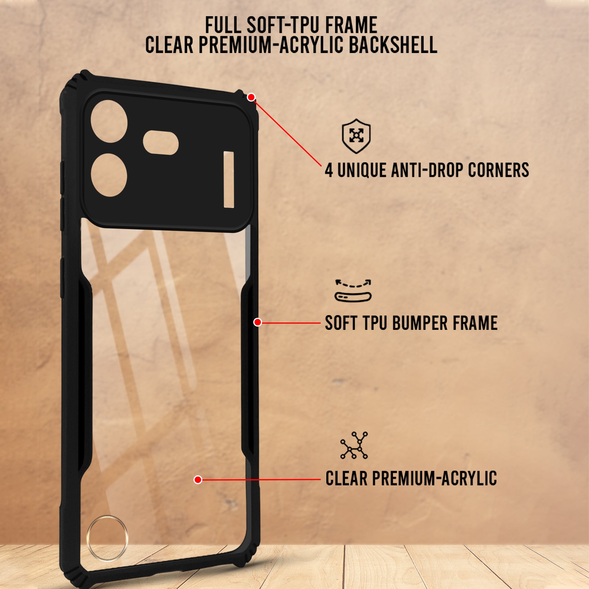 For Nothing Phone 4B 5G Back Cover Case Hybrid (Shockproof with Polycarbonate Clear Panel | Professional Black)