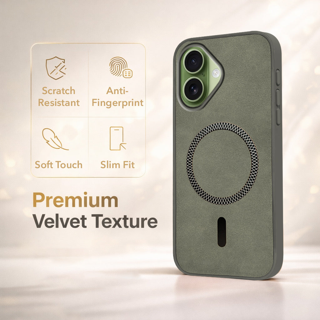 For Apple iPhone 17 Back Cover Case Leather Finish (MagSafe Compatible Wireless Charging | Soft Touch | Camera Bump Protection)