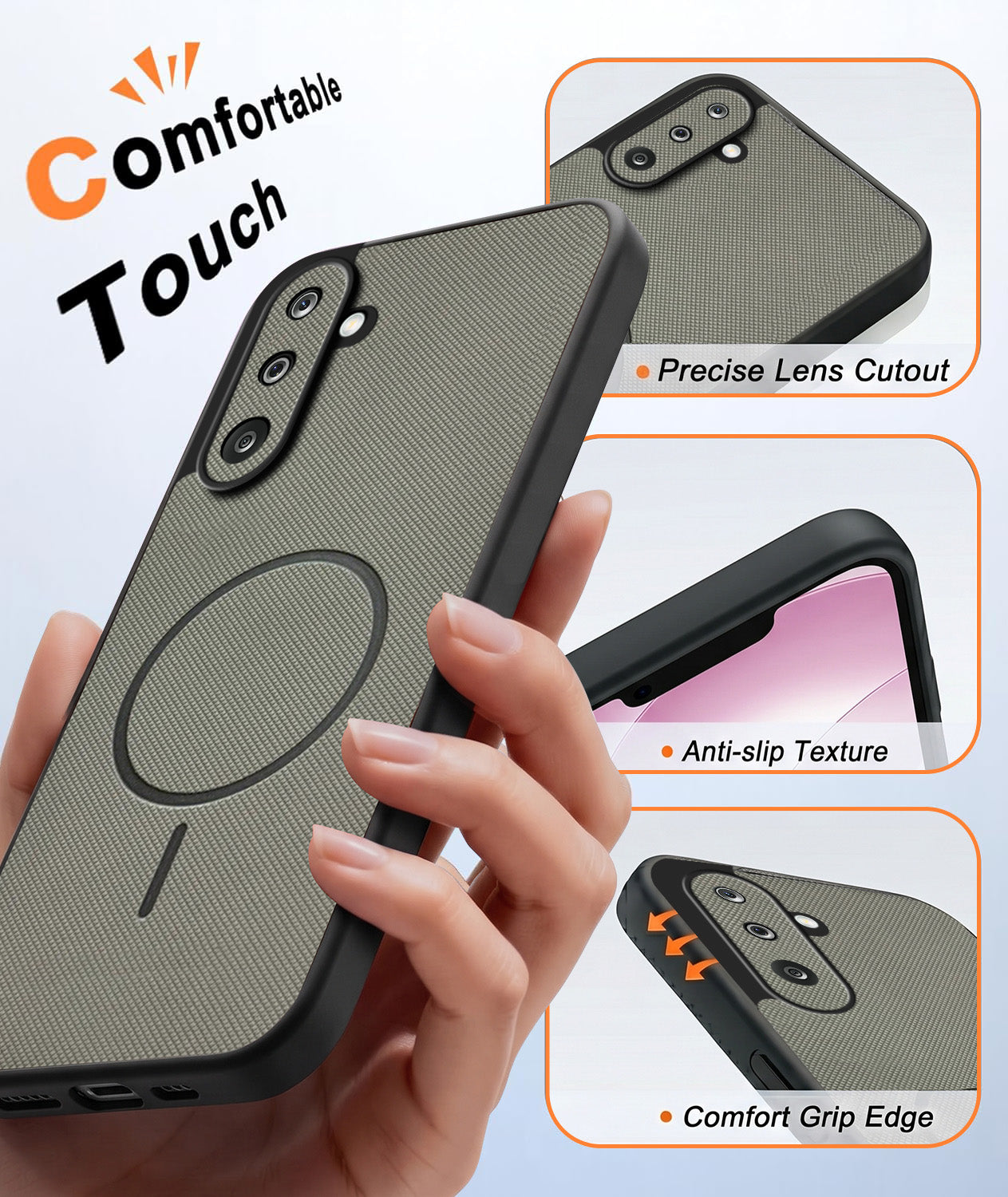 For Samsung Galaxy M36 | Samsung Galaxy F36 Back Cover Case PU Leather (Texture Grip Design | Professional Minimalist | Camera Protection | Soft and Flexible)