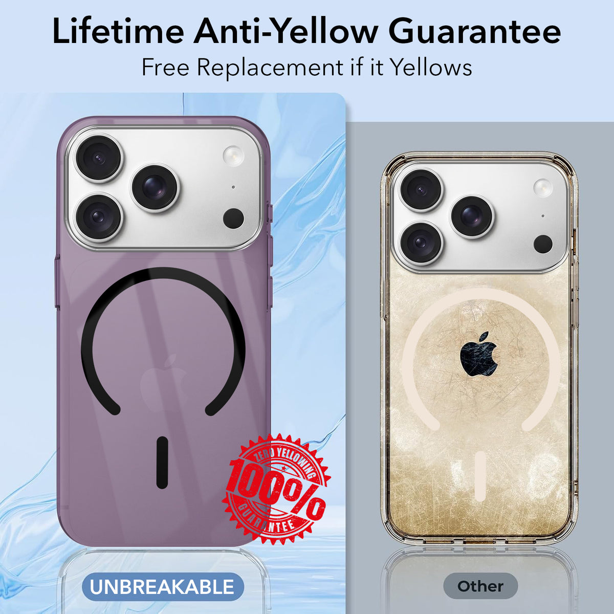 For Apple iPhone 18 Pro Back Cover Case Crystal Anti Yellow (MagSafe Wireless Charging Support |Camera Protection Bump)