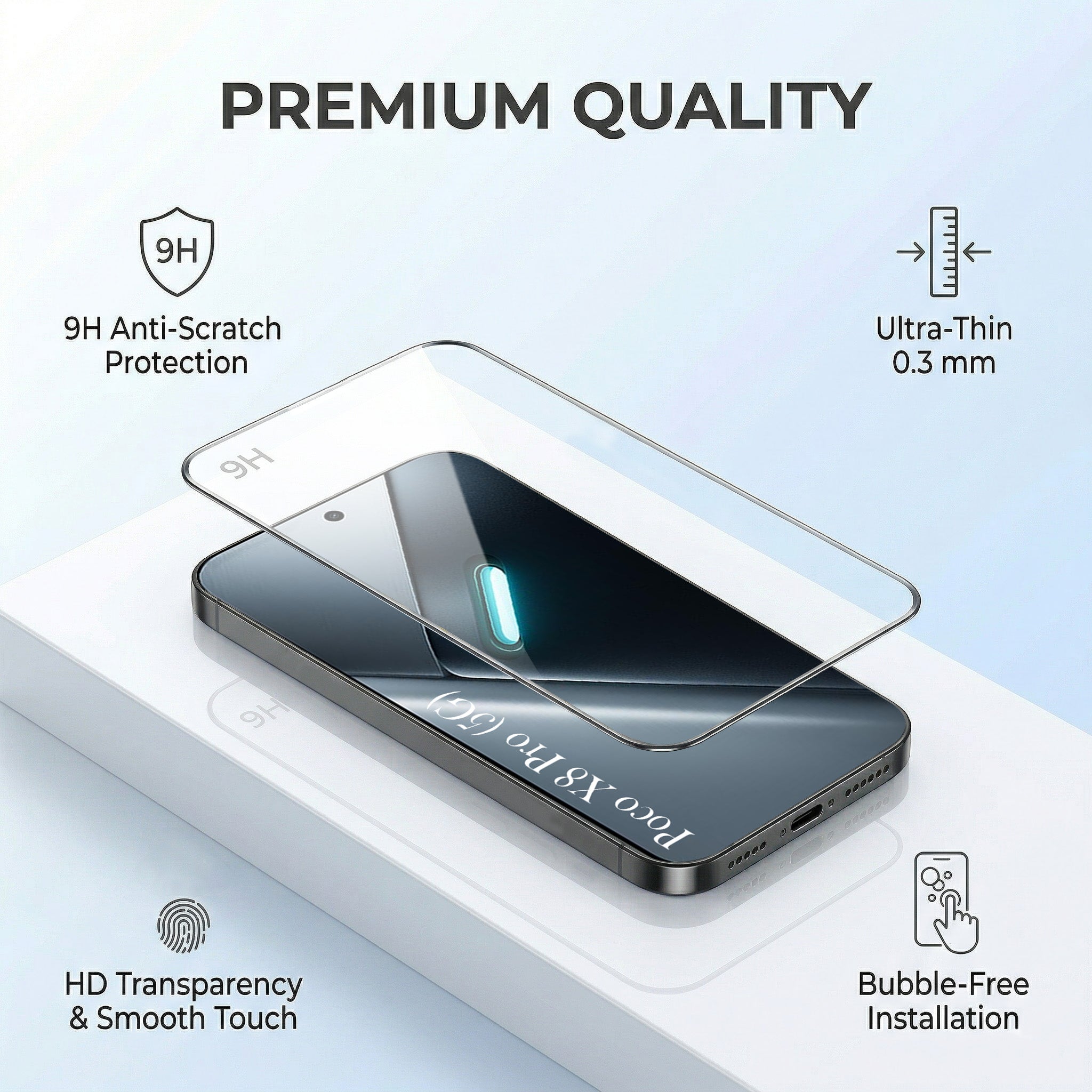 For Poco X8 Pro 5G Combo with Back Cover and 9H Tempered Glass (Liquid Silicone | Camera Protection | Oleophobic Coating Screen Glass)