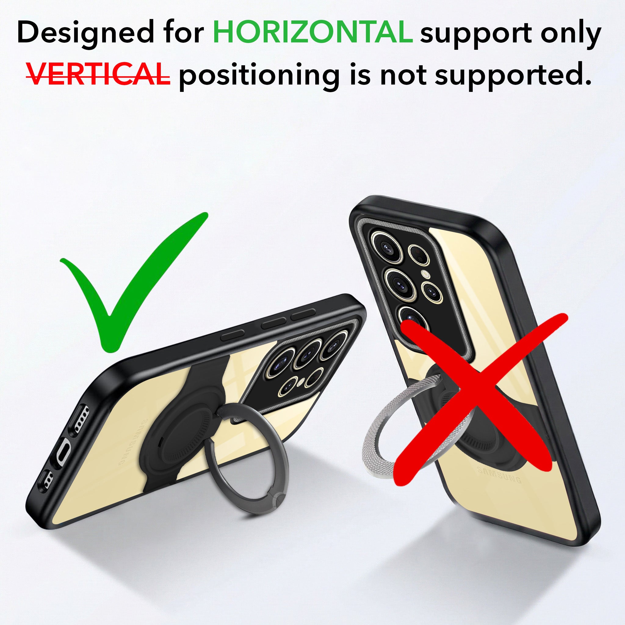 For Samsung Galaxy S24 Ultra Back Cover Case with stand (Built-in Ring Holder Kickstand | Lifetime Anti Yellow | Camera Protection)