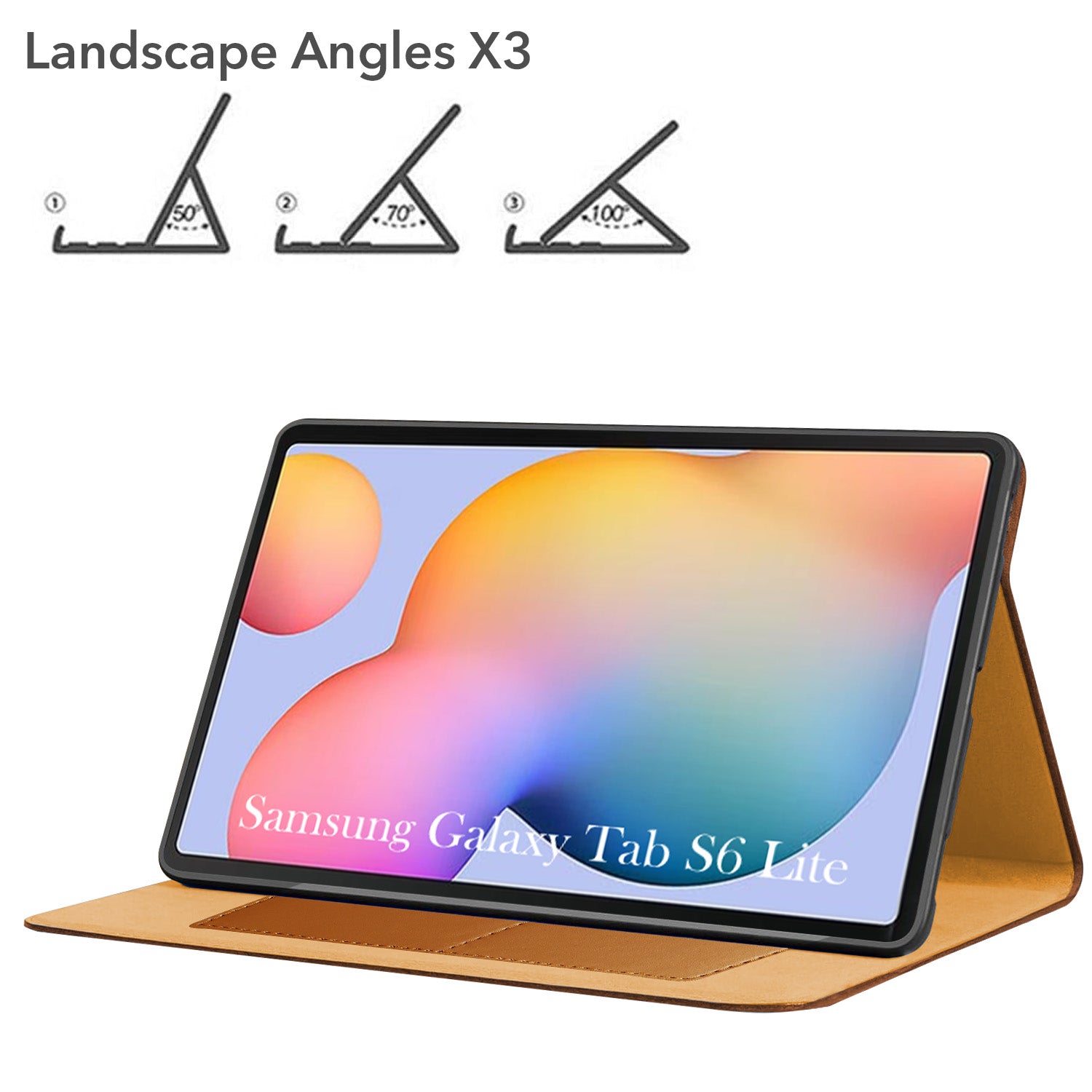 For Samsung Galaxy Tab S6 Lite P615 10 Inch Flip Cover Folio Cover (PU Leather | Multi-Angle Smart Stand | Card Storage Slots | Silicone Back Pouch)