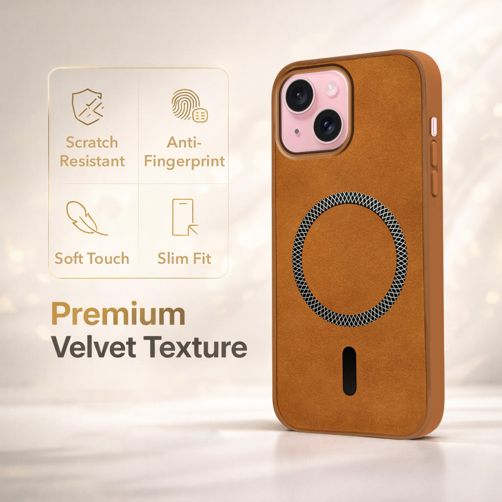 For Apple iPhone 15 Plus Back Cover Case (Sleek Leather Finish | MagSafe Compatible Wireless Charging | Camera Bump Protection)
