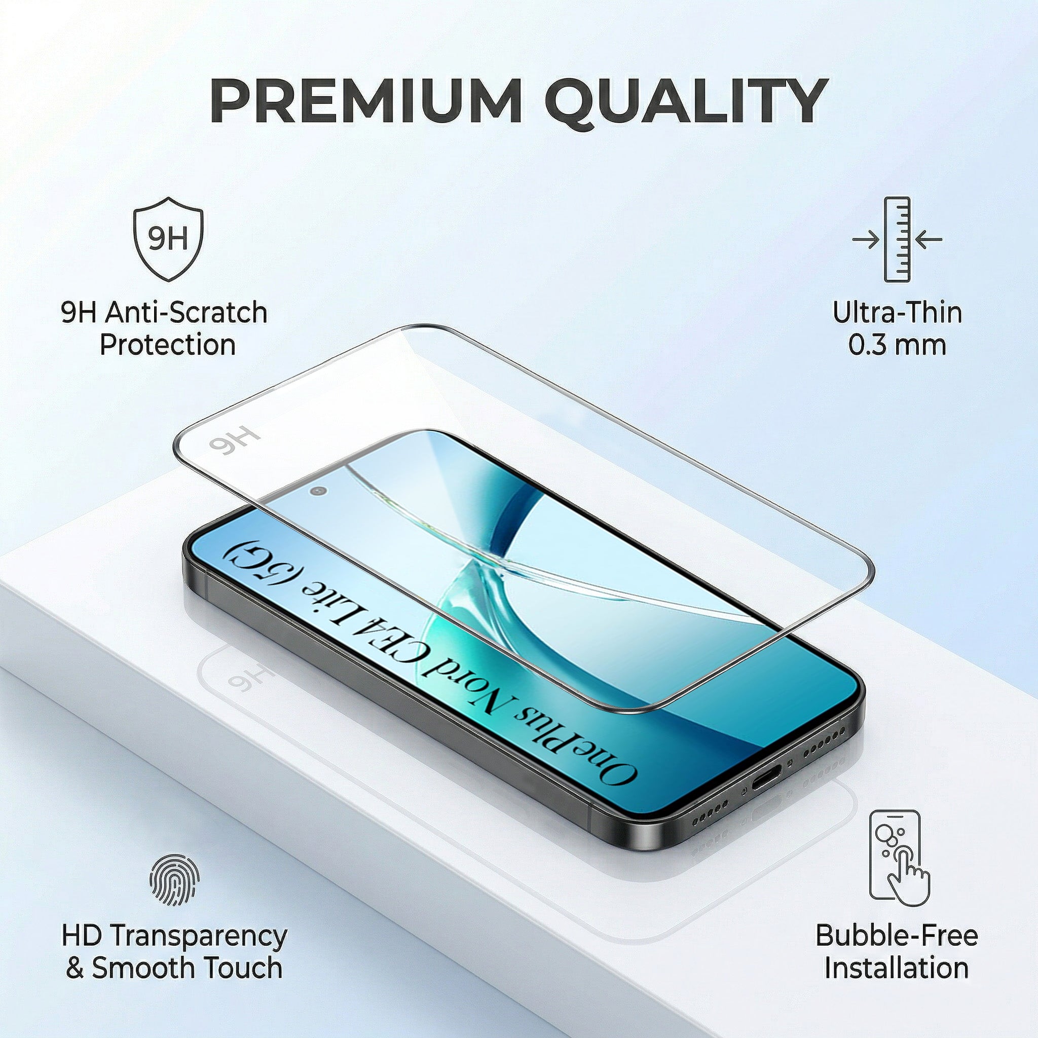 For OnePlus Nord CE 4 Lite Combo with Back Cover and 9H Tempered Glass (Lifetime Anti-Yellow | Sleek Hard Crystal | Oleophobic Coating Screen Glass)