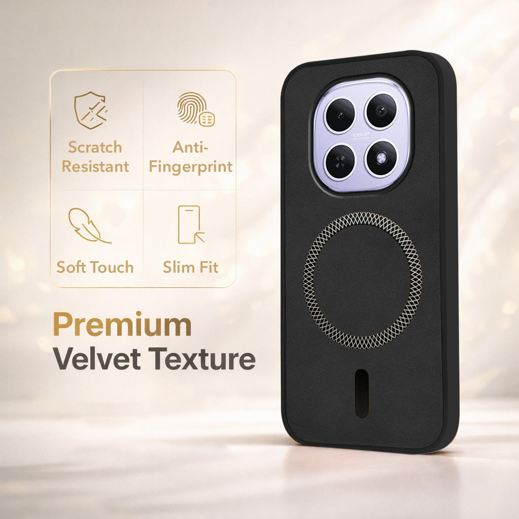 For Xiaomi Redmi Note 15 5G | Redmi Note 15 SE 5G Back Cover Case Leather Finish (MagSafe Compatible Wireless Charging | Soft Touch | Camera Bump Protection)