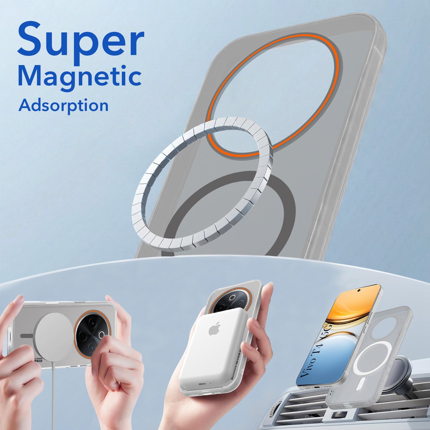 For Vivo T4 Back Cover Case (Soft Touch | Camera Bump Protection | MagSafe Compatible | Matte Finish)
