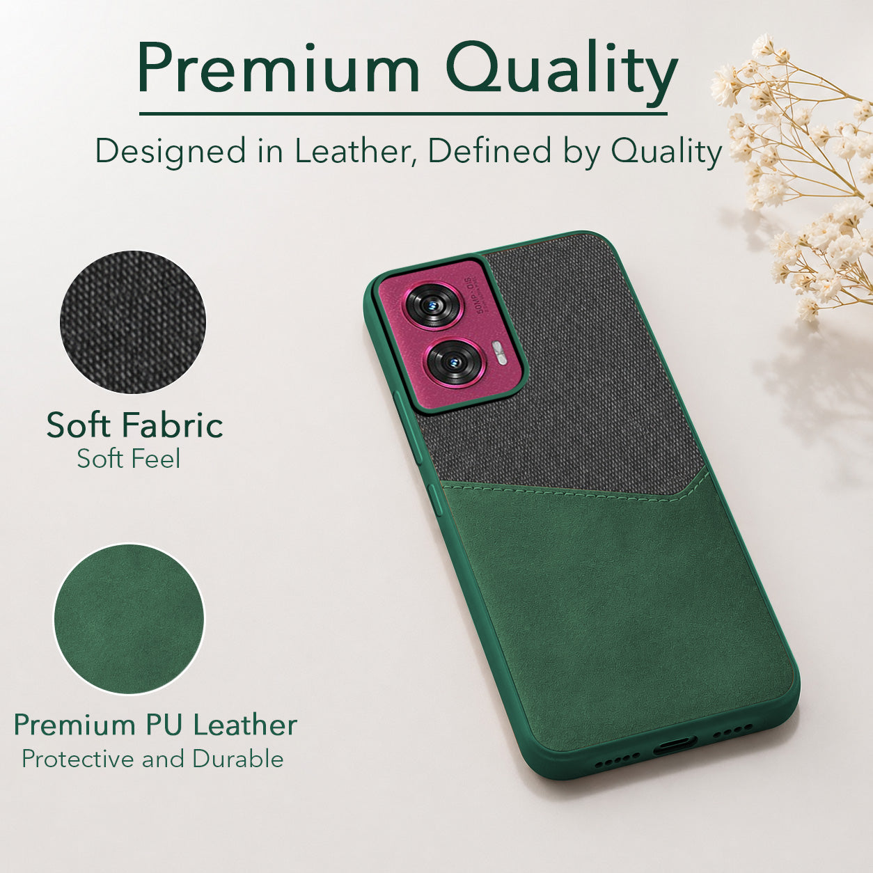 For Motorola Moto Edge 50 Fusion Back Cover Case (Dual PU Leather Stitch | Professional Minimalist | Soft and Flexible)