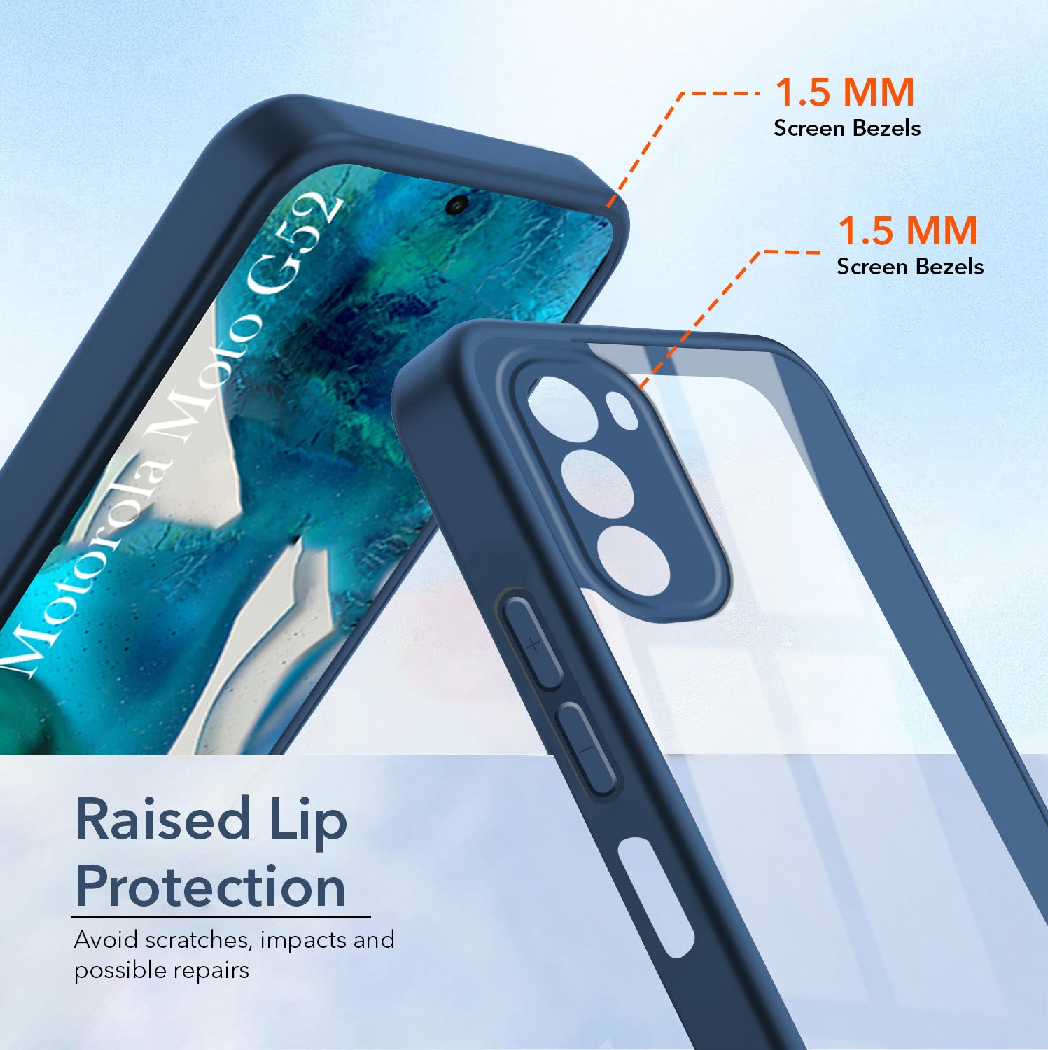 For Motorola Moto G52 5G Back Cover Case Ultra-Hybrid (Lifetime Anti Yellow | Anti Scratch | Crystal Clear Shockproof)