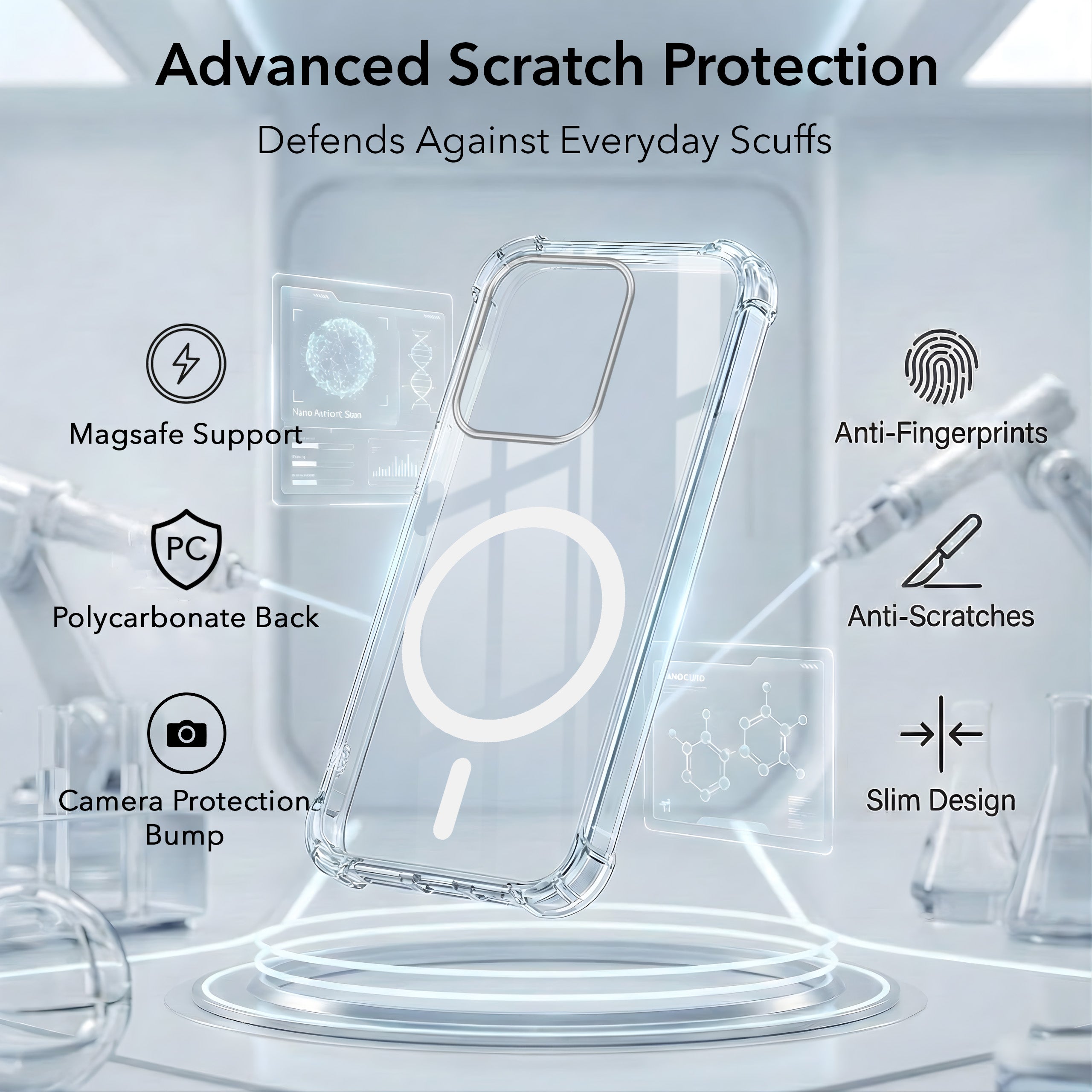 For Poco C85 5G Back Cover Shockproof Crystal-Clear (Magsafe Wireless Support | Drop & Camera Protection | Hard Polycarbonate)