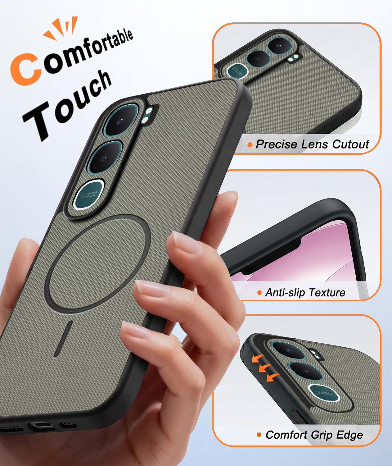 For Vivo Y31 5G Back Cover Case PU Leather (Texture Grip Design | Professional Minimalist | Camera Protection | Soft and Flexible)