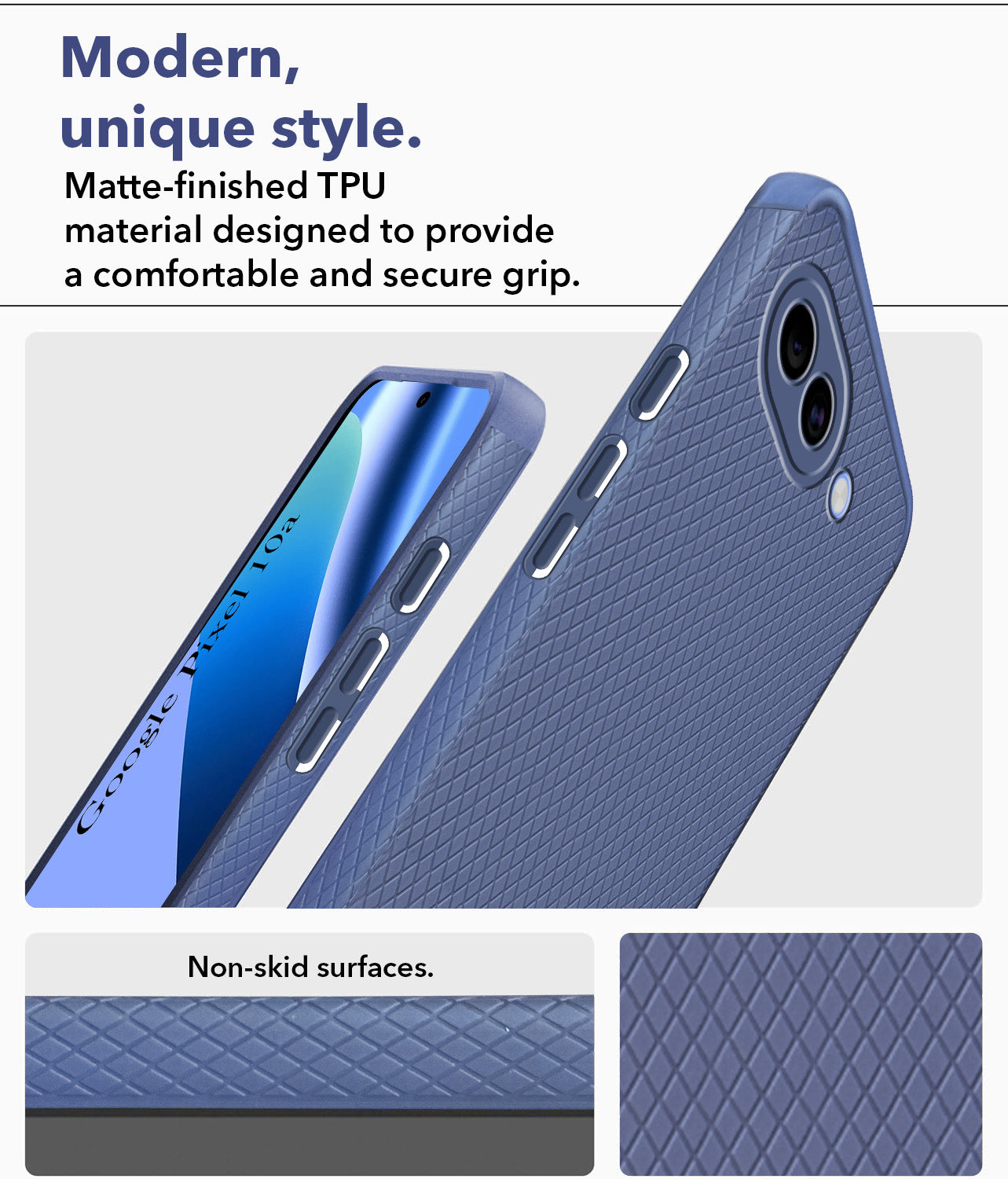 For Google Pixel 10a Back Cover Case Liquid Silicone (Camera Protection | Side Grip Texture | Soft and Flexible)