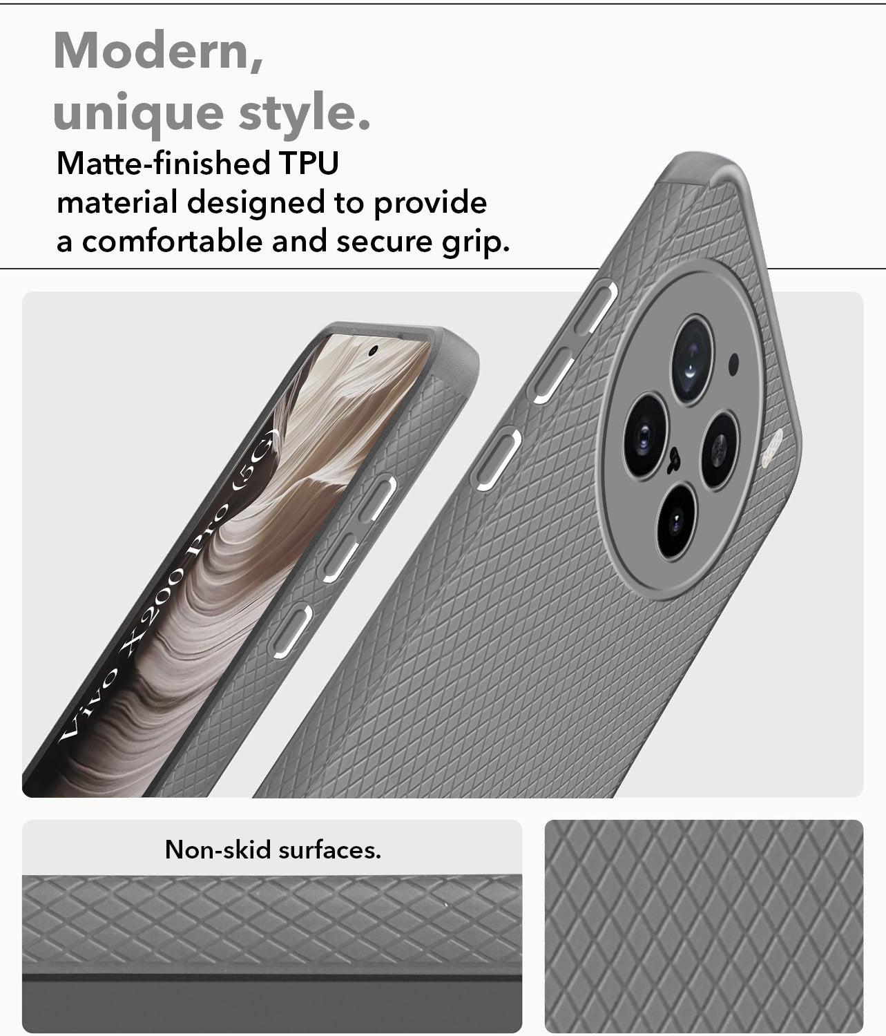 For Vivo X200 Pro 5G  Back Cover Case (Liquid Silicone | Side Grip | Camera Protection)