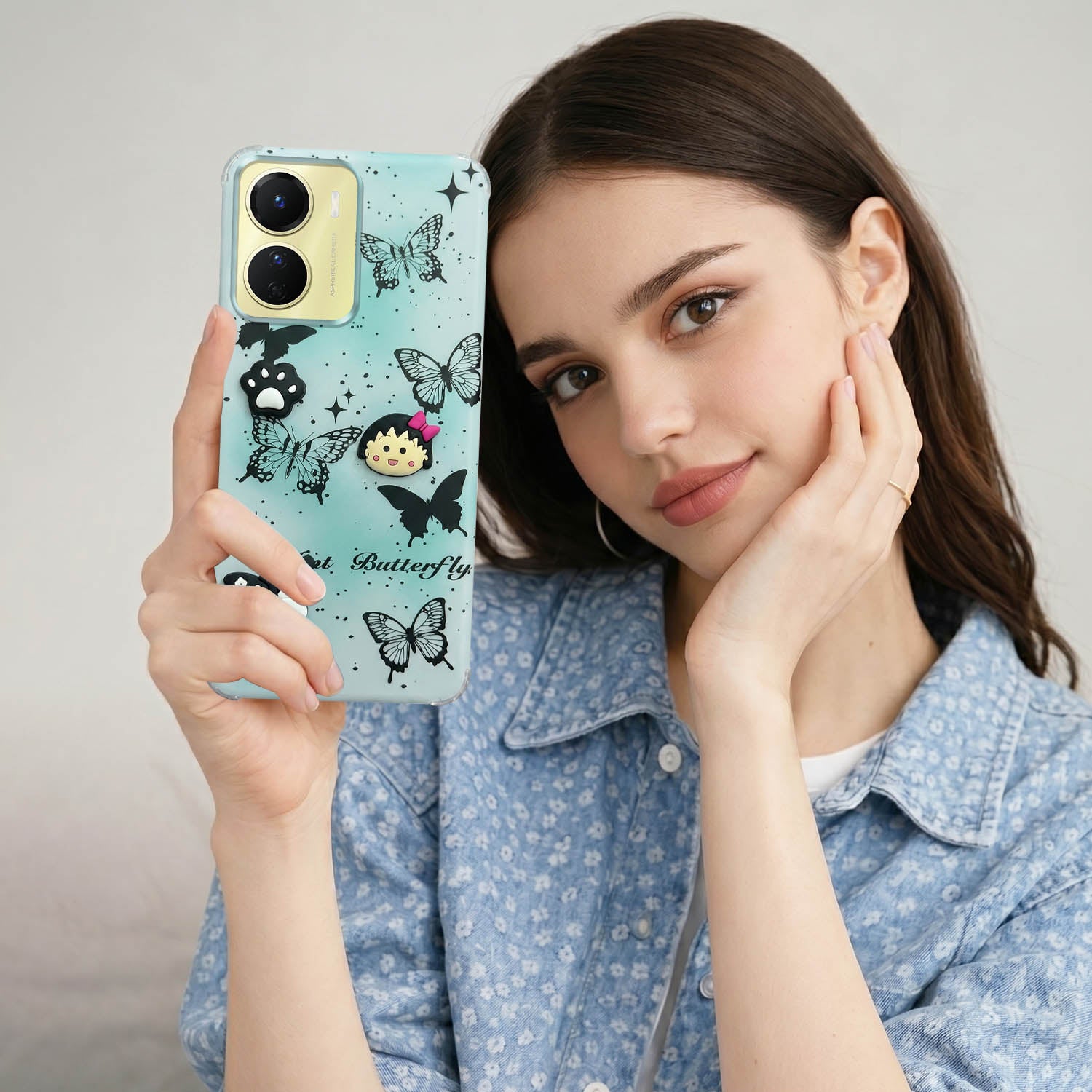 For Vivo Y16 Back Cover Case (3D Cute Cartoons | Hard Back Side Soft | Matte Premium Finish | HD Printing)