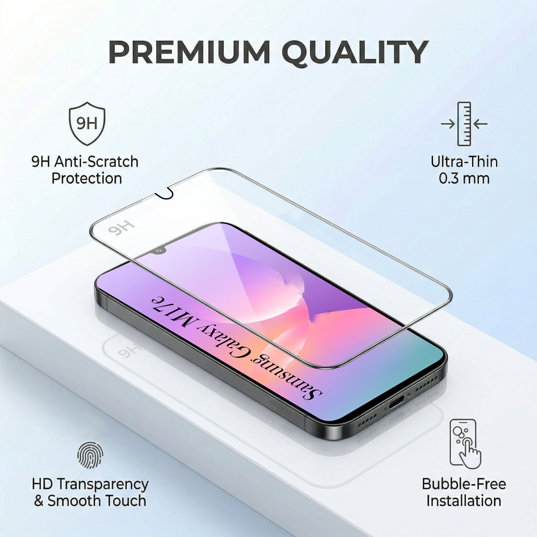 For Samsung Galaxy M17e Combo (Textured Grip Design | Micro-Fiber Cloth Inside | Oleophobic Coating Screen Glass)