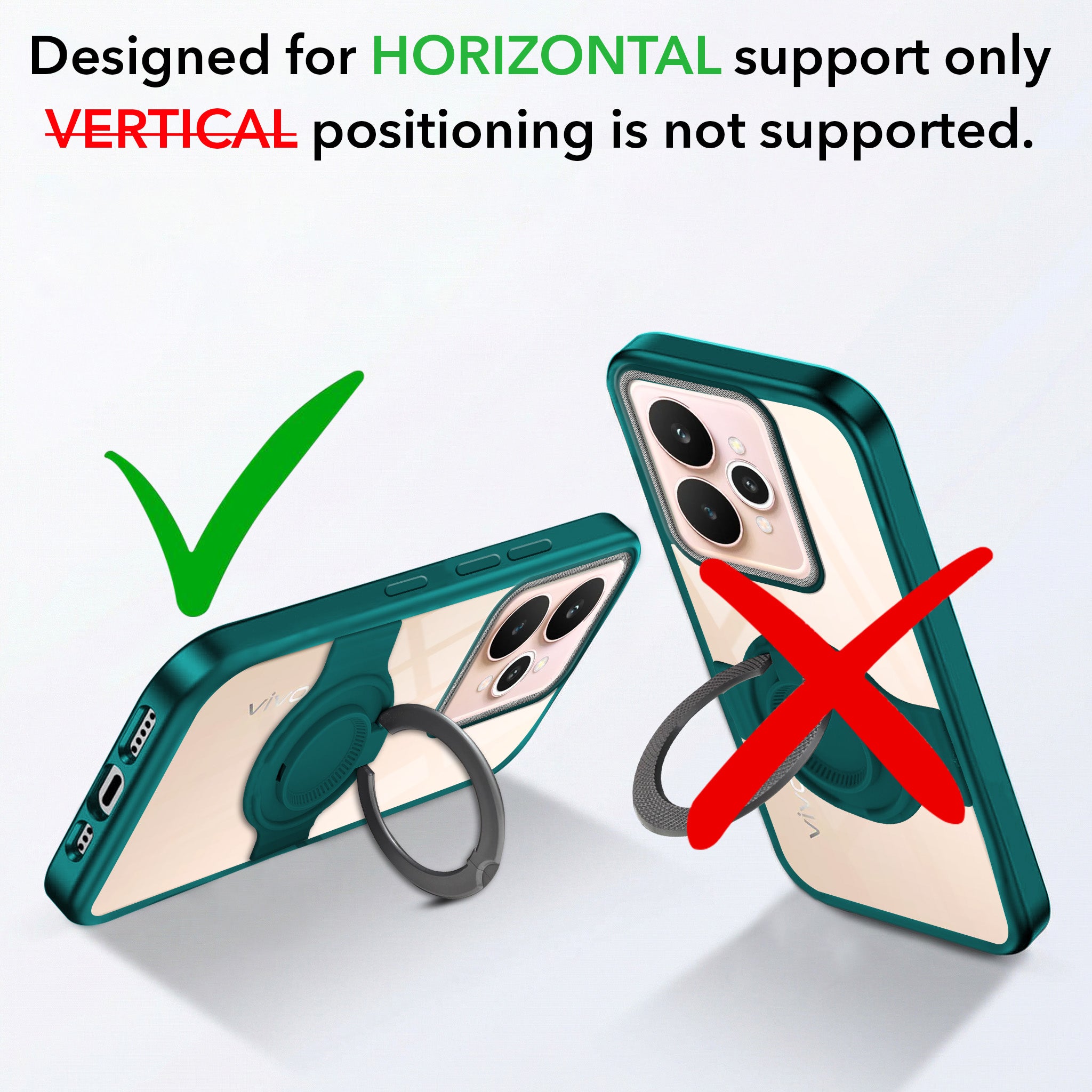 For Realme 15 Back Cover Case with stand (Built-in Ring Holder Kickstand | Lifetime Anti Yellow | Camera Protection)