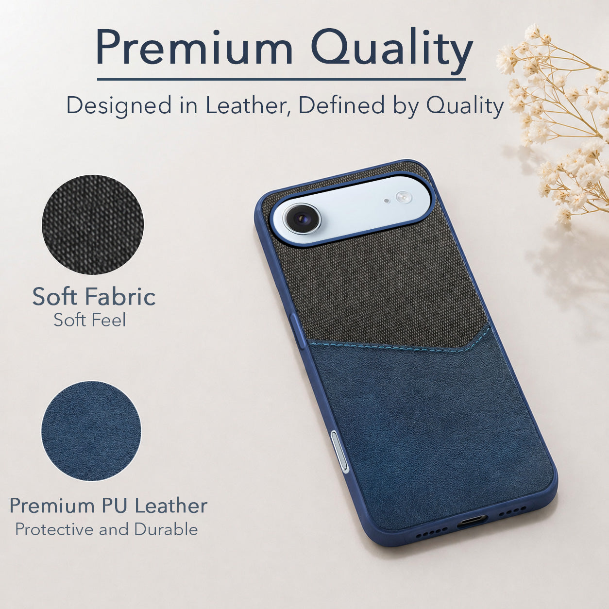 For Apple iPhone 17 Air Back Cover Case (Dual PU Leather Stitch | Professional Minimalist | Soft and Flexible)