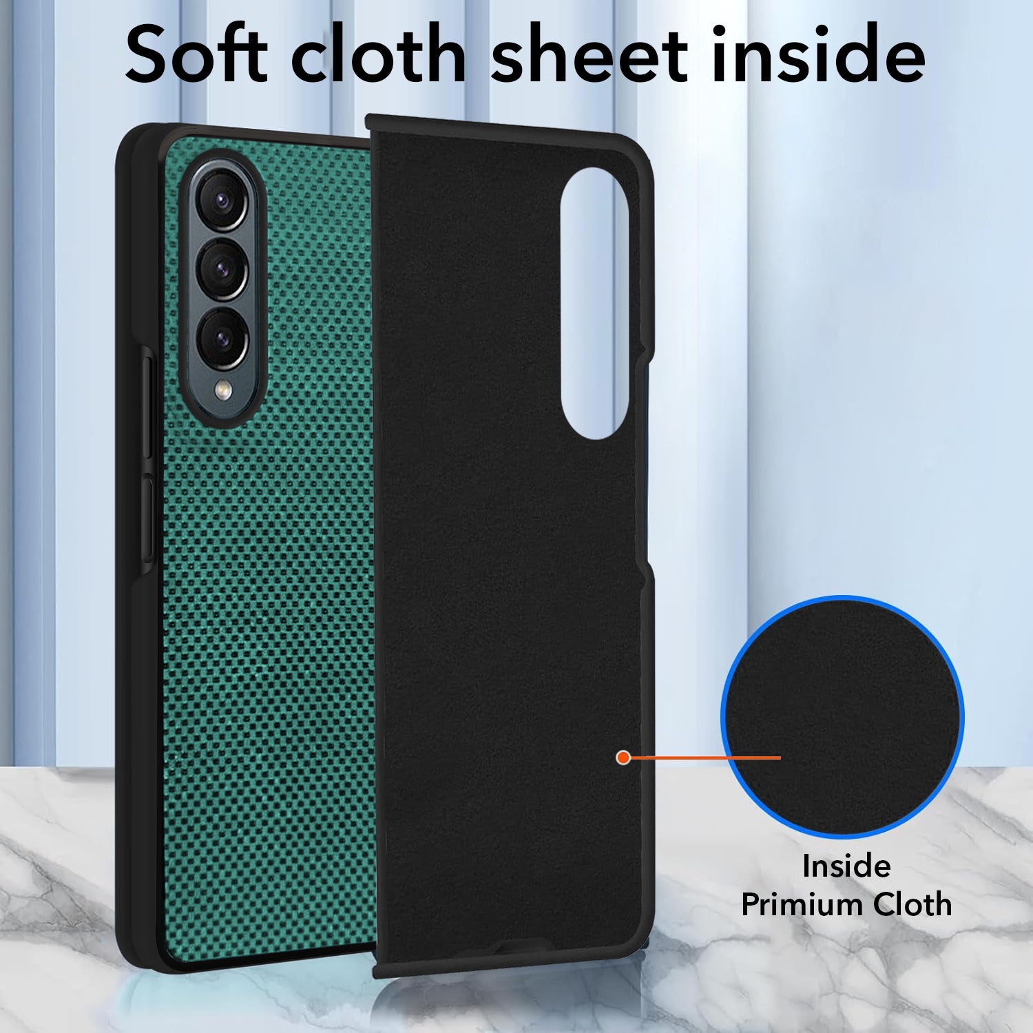 For Samsung Galaxy Z Fold 4 5G Back Flip Case Cover (Craft Printed Design | Hybrid Texture | Inside Microfiber Cloth)