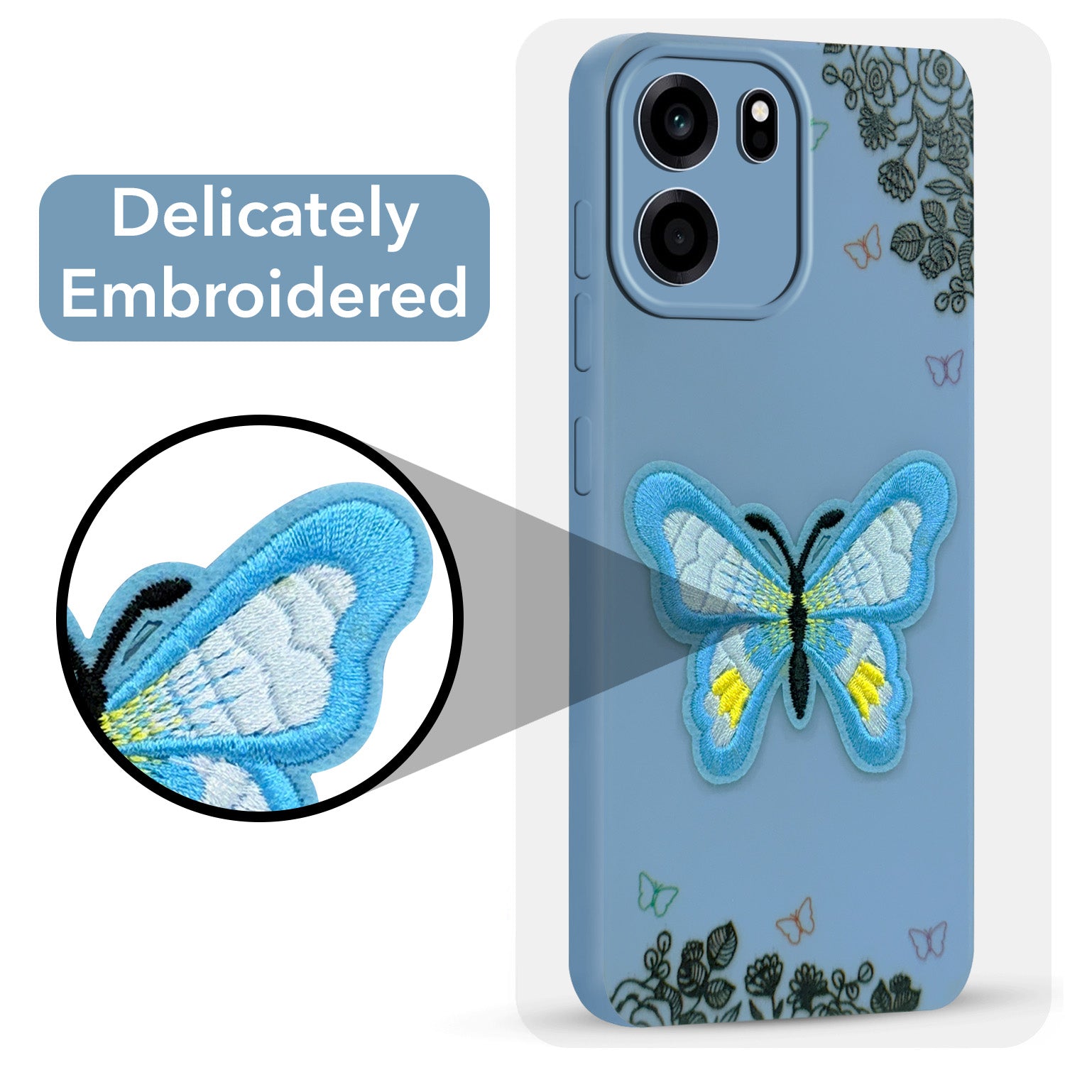 For Oneplus Nord CE 6 Back Cover Case (Soft Butterfly Embroidery | Women Teen Girls | Camera Protection| Matte Silicone)