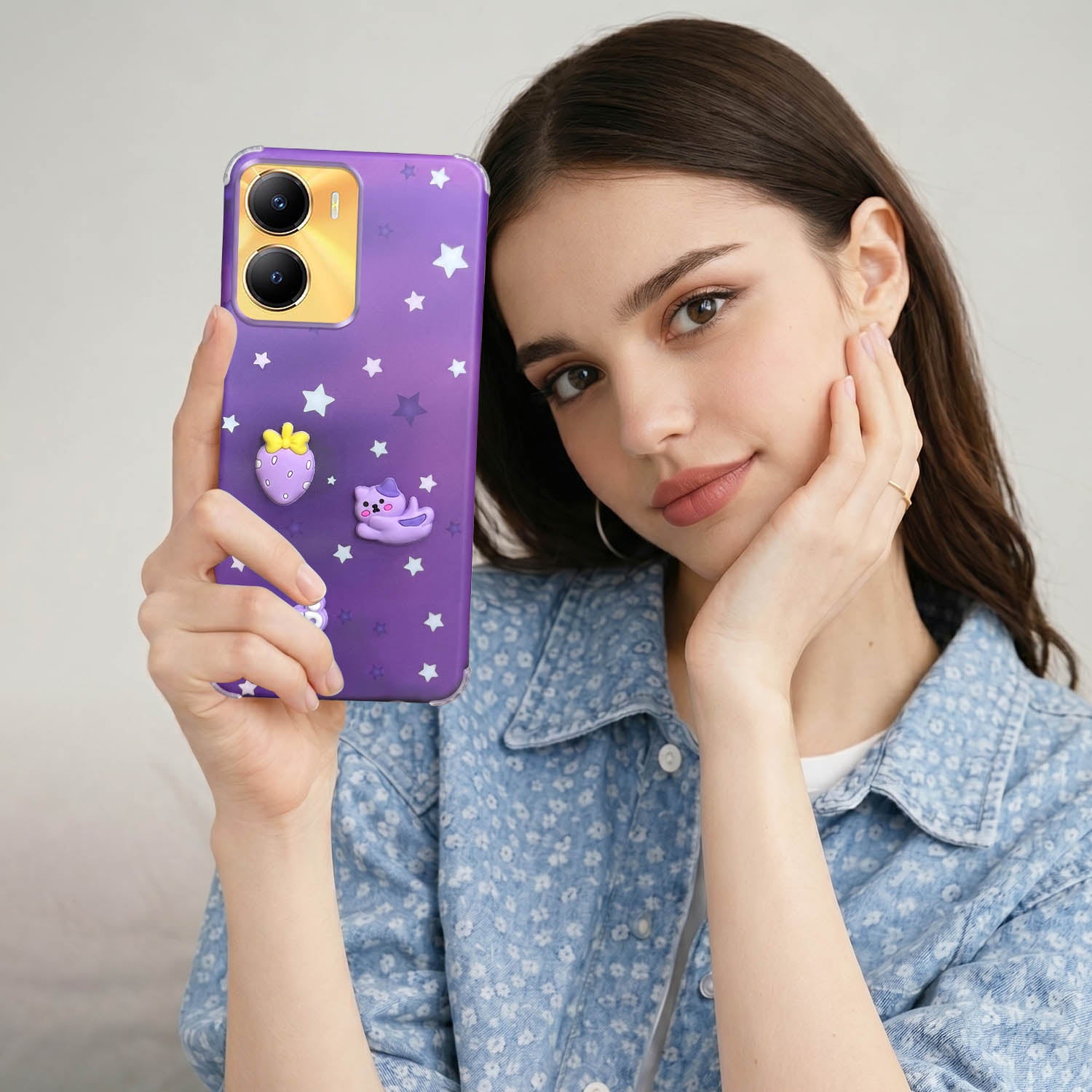For Vivo Y56 5G Back Cover Case (3D Cute Cartoons | Hard Back Side Soft | Matte Premium Finish | HD Printing)
