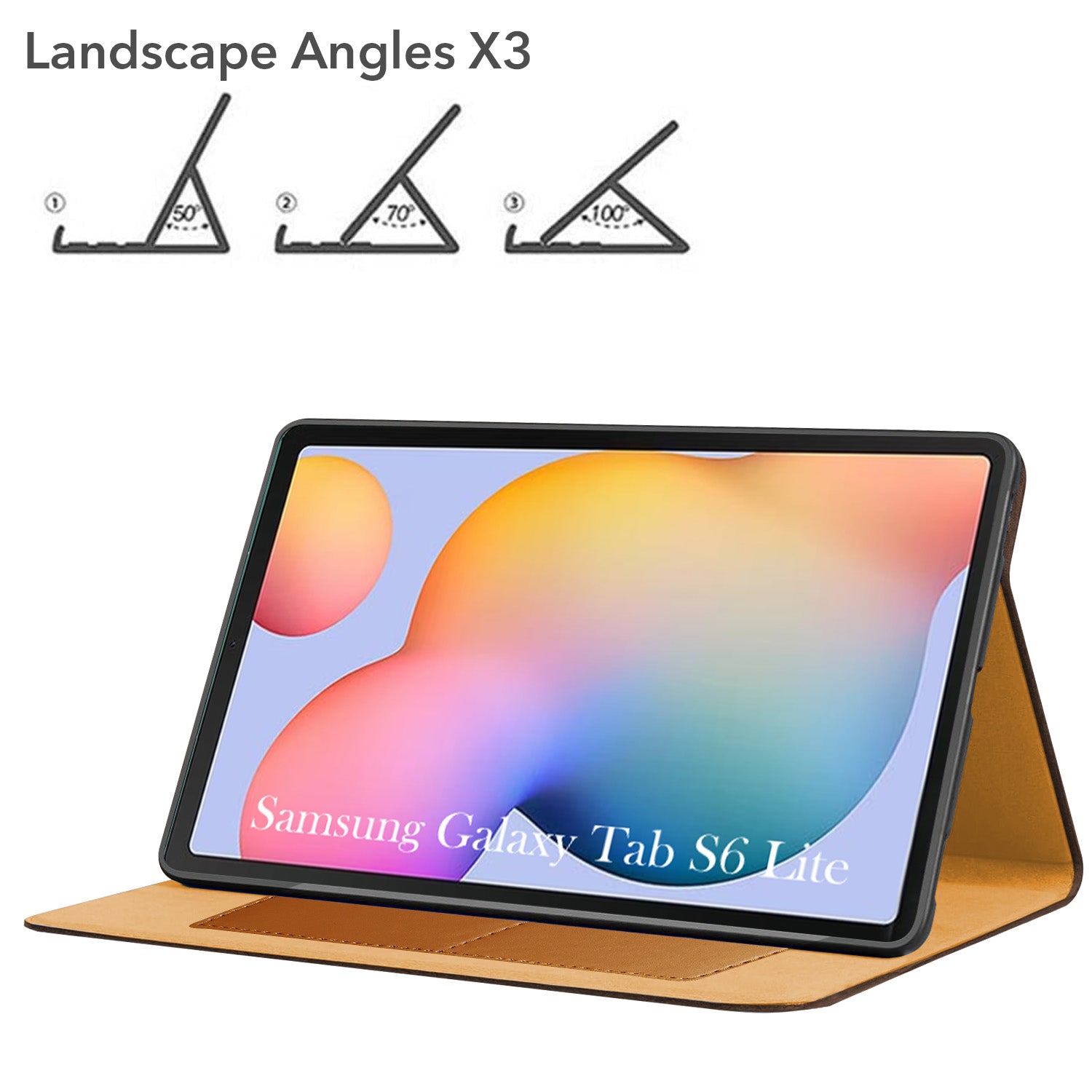 For Samsung Galaxy Tab S6 Lite P615 10 Inch Flip Cover Folio Cover (PU Leather | Multi-Angle Smart Stand | Card Storage Slots | Silicone Back Pouch)