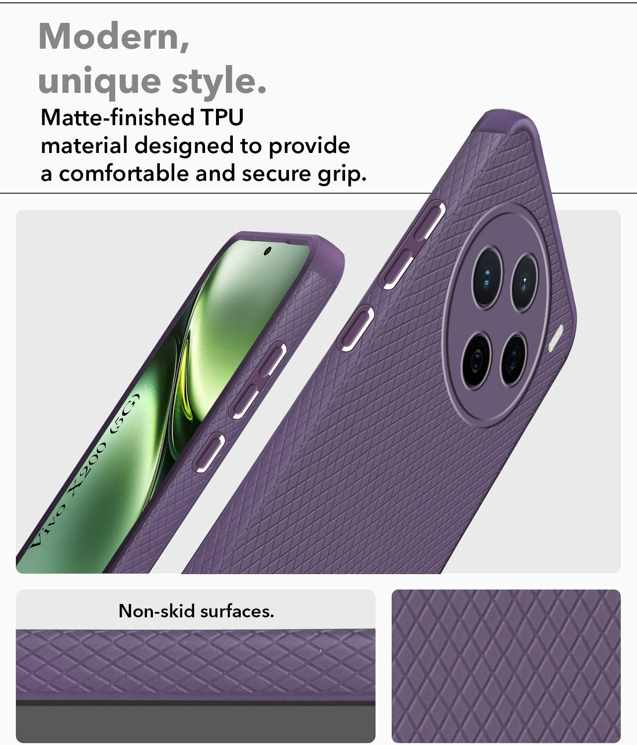 For Vivo X200 5G Back Cover Case (Liquid Silicone | Side Grip | Camera Protection)