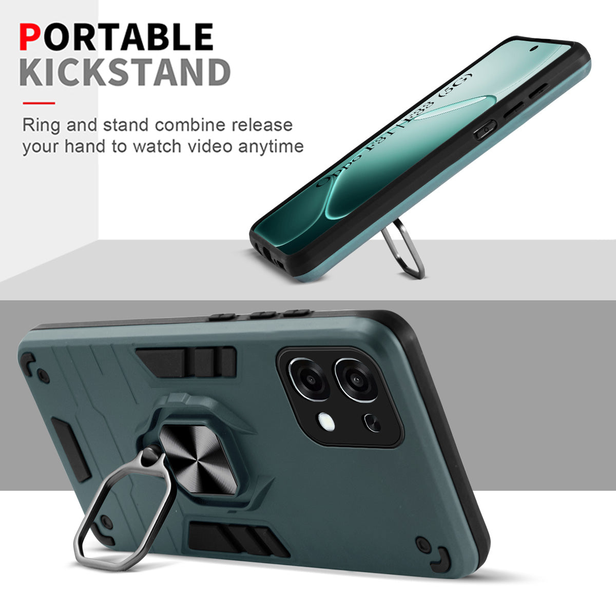 For Oppo F31 5G | Oppo F33 5G Back Cover Case Hybrid Armor (Shockproof Dual Layer Polycarbonate |Ring Holder Kickstand)