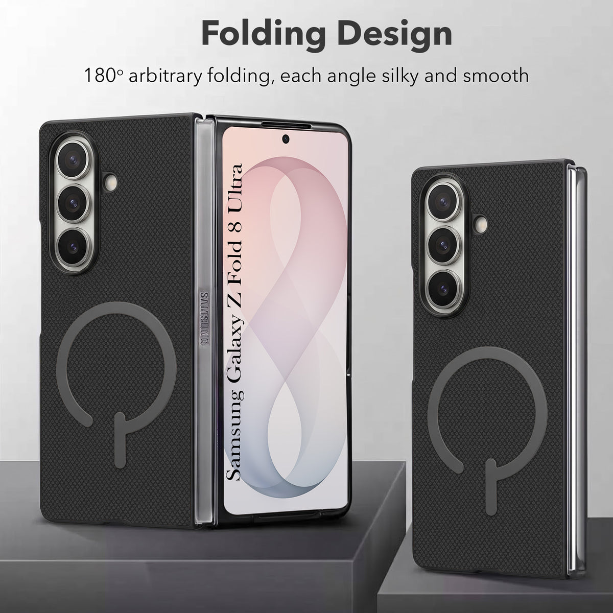 For Samsung Galaxy Z Fold 8 Ultra Premium Magnetic Back Cover Case (MagSafe Compatible | 180° Folding Design | Soft Microfiber Inner Lining | Textured Blue Finish)
