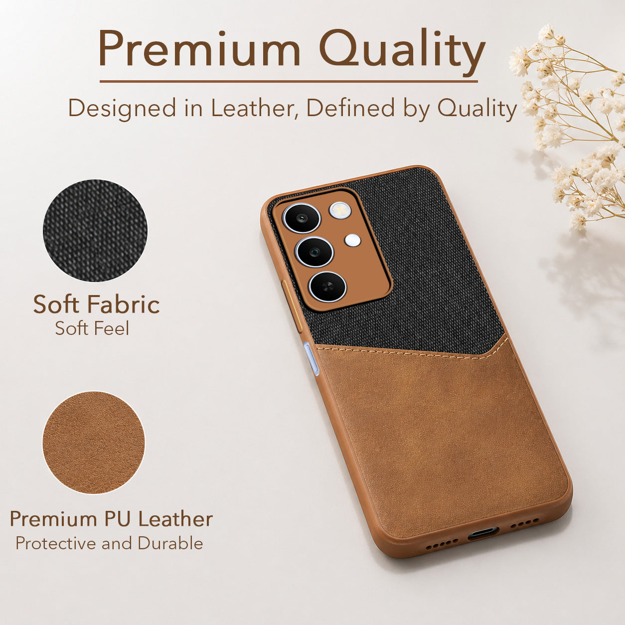 For Realme C83 5G Back Cover Case (Dual PU Leather Stitch | Professional Minimalist | Soft and Flexible)