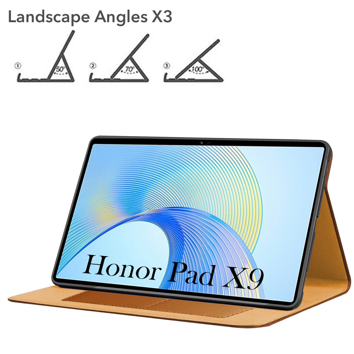 For Honor Pad X9 10 Inch Flip Cover Folio Cover (PU Leather | Multi-Angle Smart Stand | Card Storage Slots | Silicone Back Pouch)
