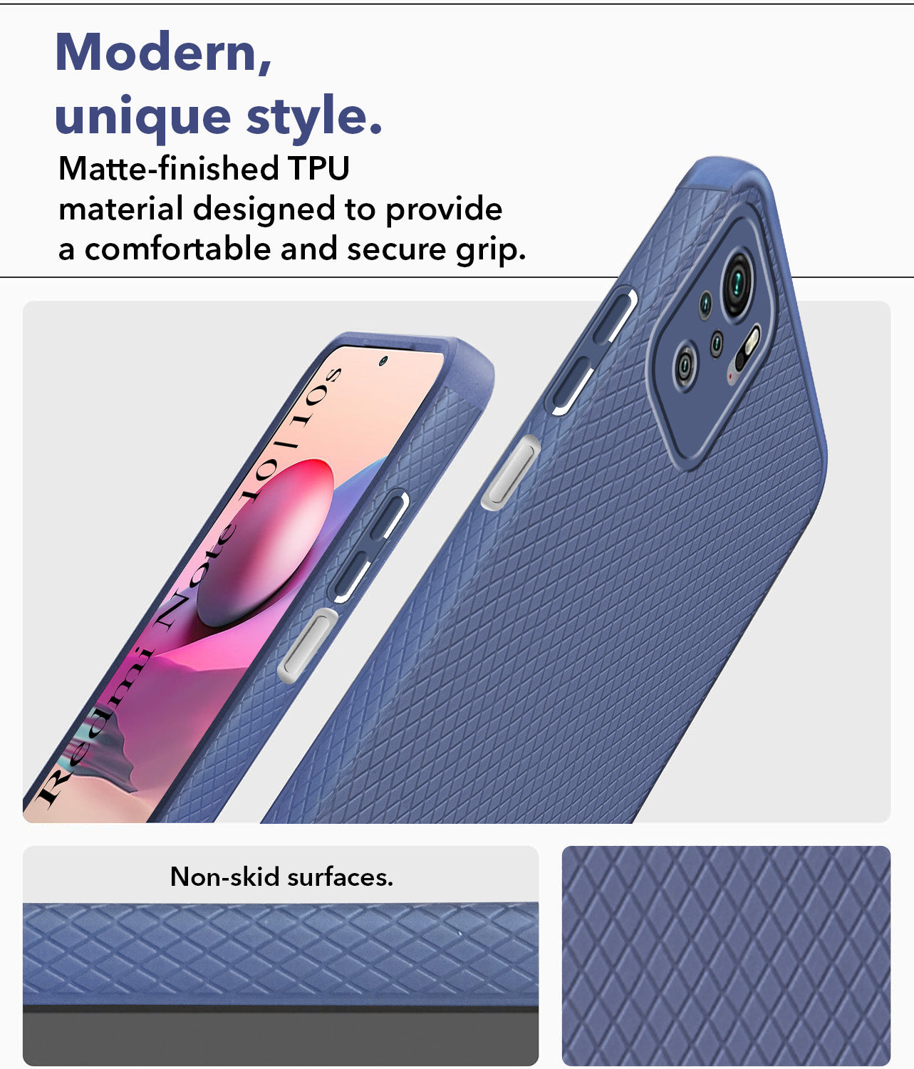 For Xiaomi Mi Redmi Note 10 | Note 10S Back Cover Case (Liquid Silicone | Side Grip | Camera Protection)