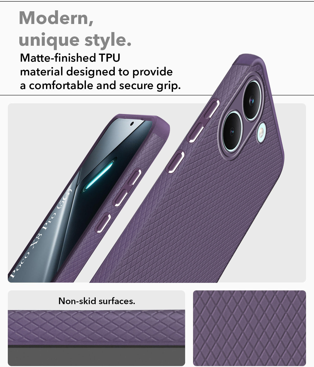 For Poco X8 Pro Back Cover Case Liquid Silicone (Camera Protection | Side Grip Texture | Soft and Flexible)