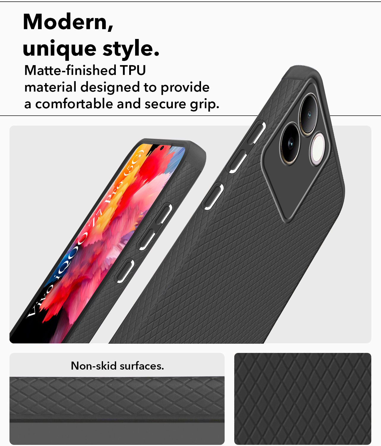 For Vivo iQOO Z7 Pro Back Cover Case (Liquid Silicone | Side Grip | Camera Protection)