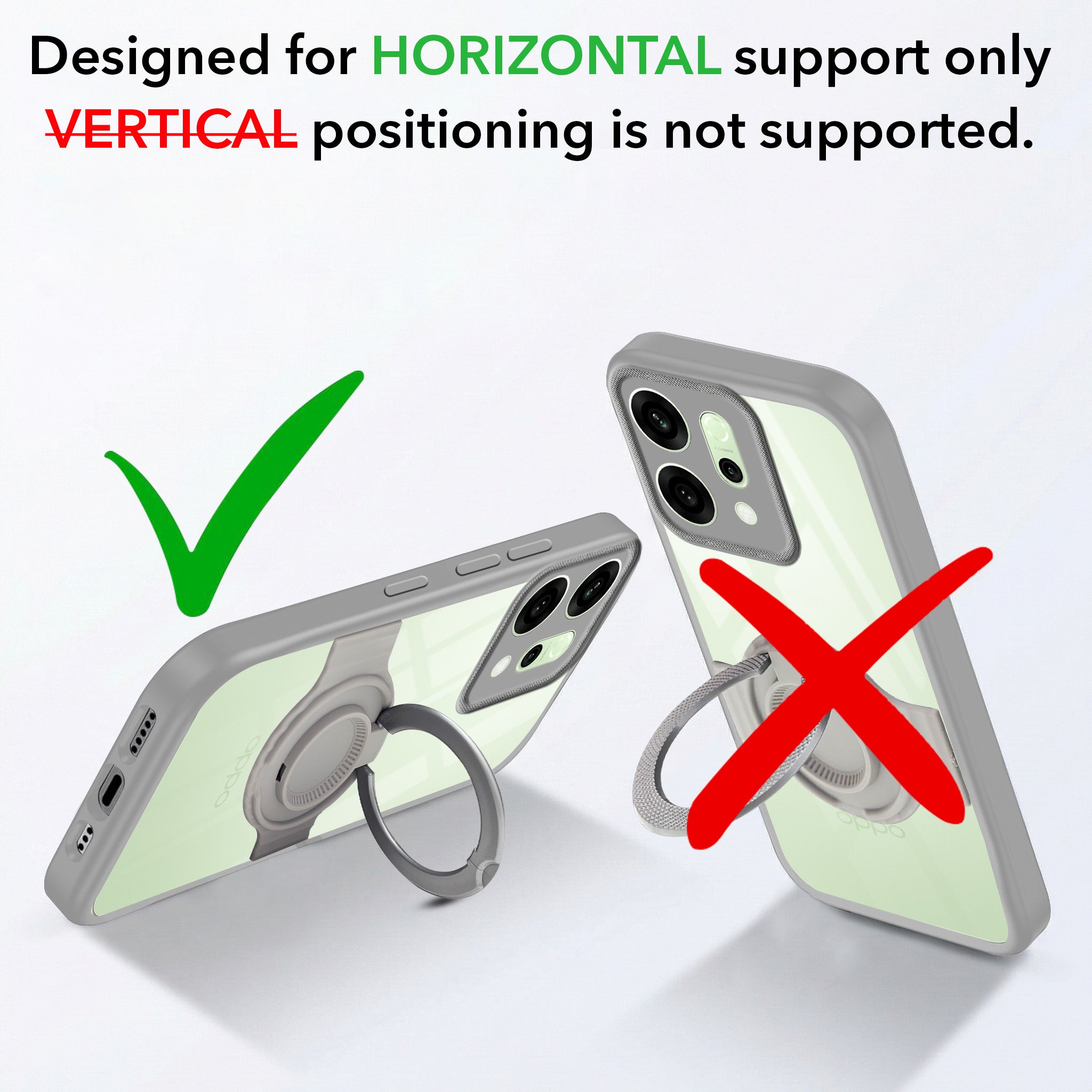 For Oppo Reno14 5G | Oppo Reno 14 5G Back Cover Case with stand (Built-in Ring Holder Kickstand | Lifetime Anti Yellow | Camera Protection)