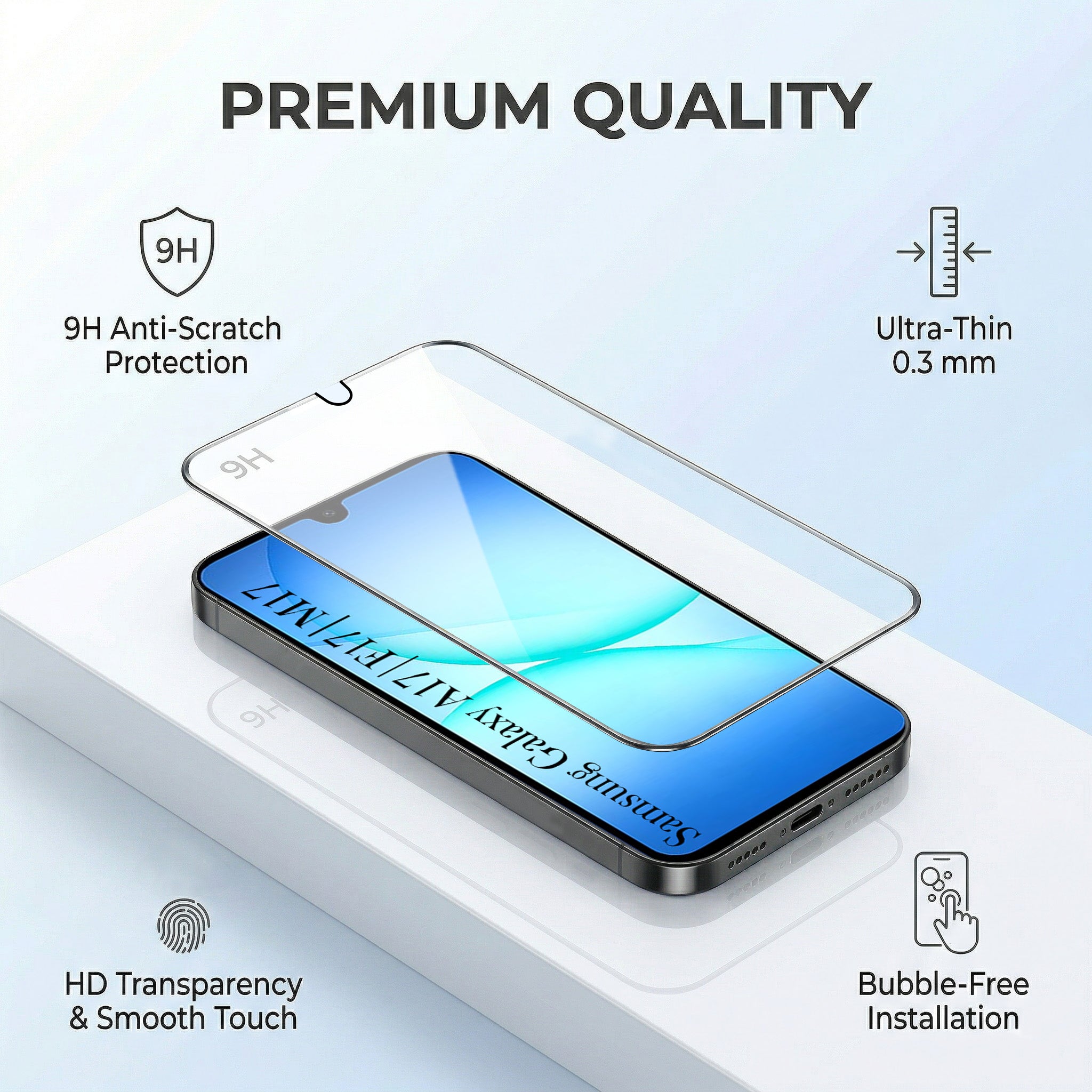 For Samsung Galaxy A17 | Samsung F17 | Samsung M17 5G Combo with Back Cover and 9H Tempered Glass (Liquid Silicone | Camera Protection | Oleophobic Coating Screen Glass)