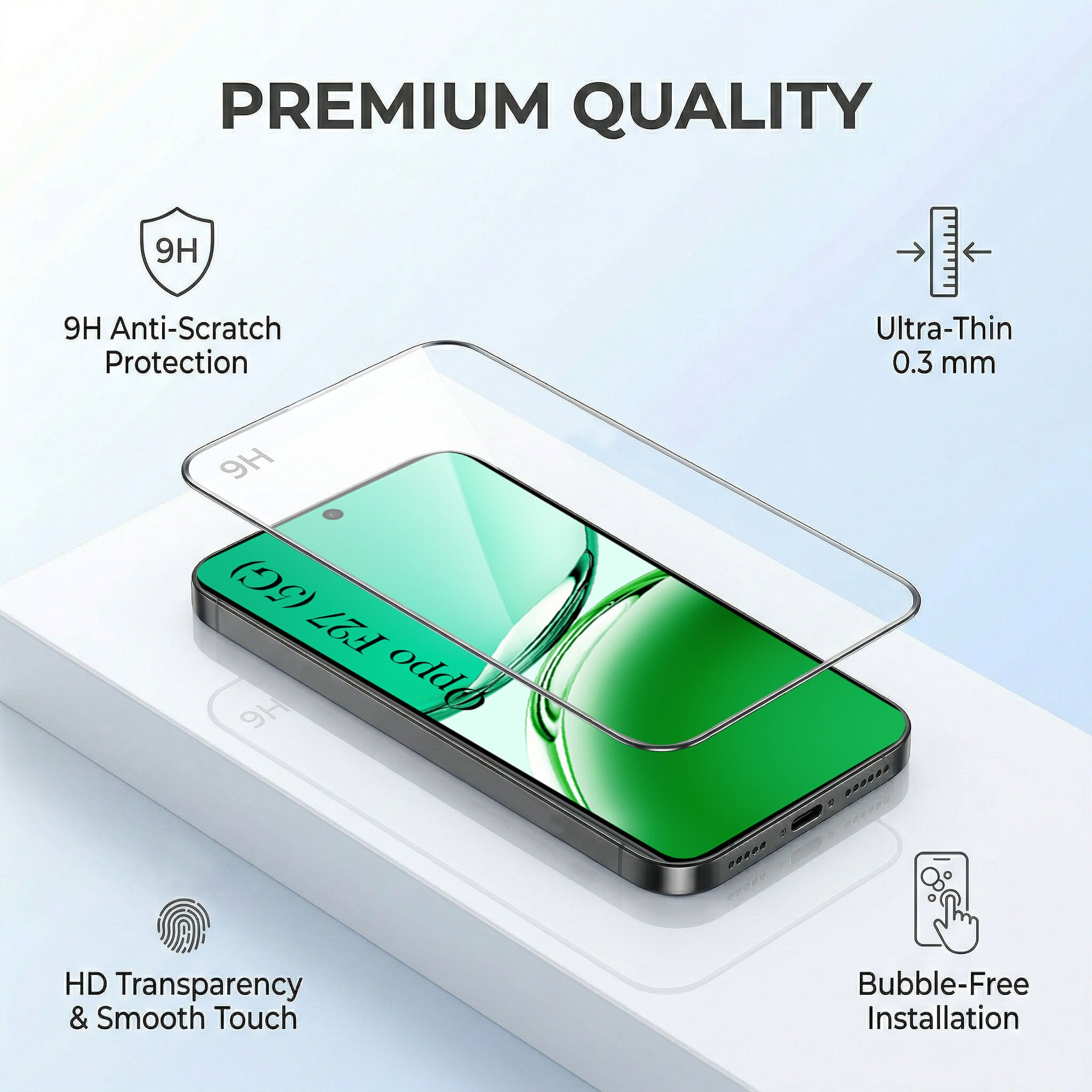 For Oppo F27 5G Combo with Back Cover and 9H Tempered Glass (Liquid Silicone | Camera Protection | Oleophobic Coating Screen Glass)