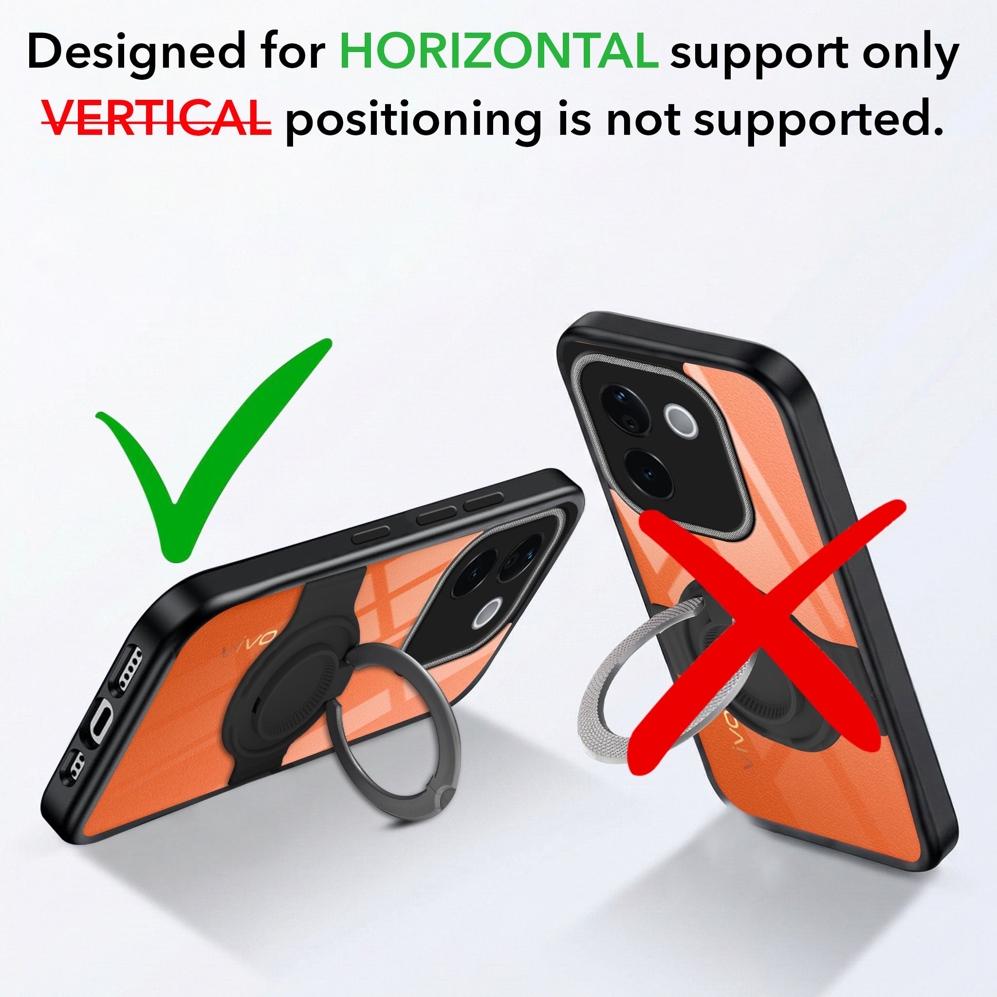For Vivo T3 Pro Back Cover Case with stand (Built-in Ring Holder Kickstand | Lifetime Anti Yellow | Camera Protection)