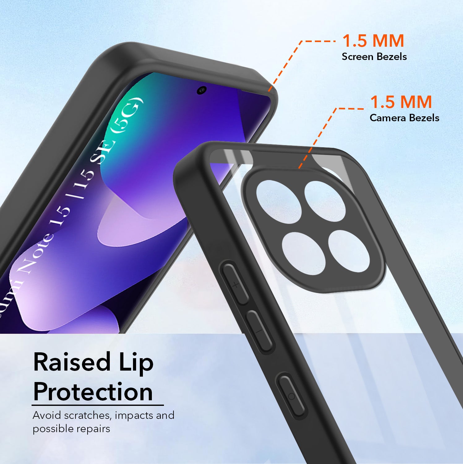 For Redmi note 15 | Redmi note 15 SE (5G) Back Cover Case Ultra-Hybrid (Lifetime Anti Yellow | Anti Scratch | Crystal Clear Shockproof)