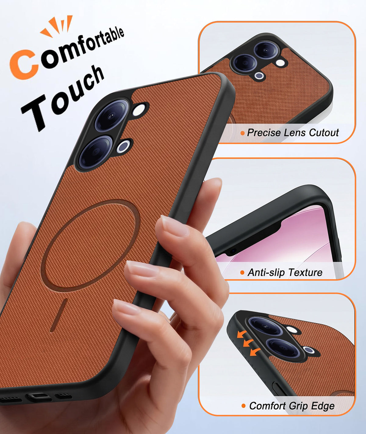 For Vivo Y05 4G Back Cover Case PU Leather (Texture Grip Design | Professional Minimalist | Camera Protection | Soft and Flexible)