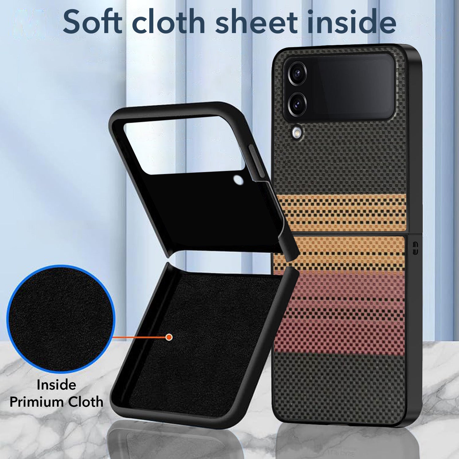 For Samsung Galaxy Z Flip 4 5G Back Flip Case Cover (Craft Printed Design | Hybrid Texture | Inside Microfiber Cloth)