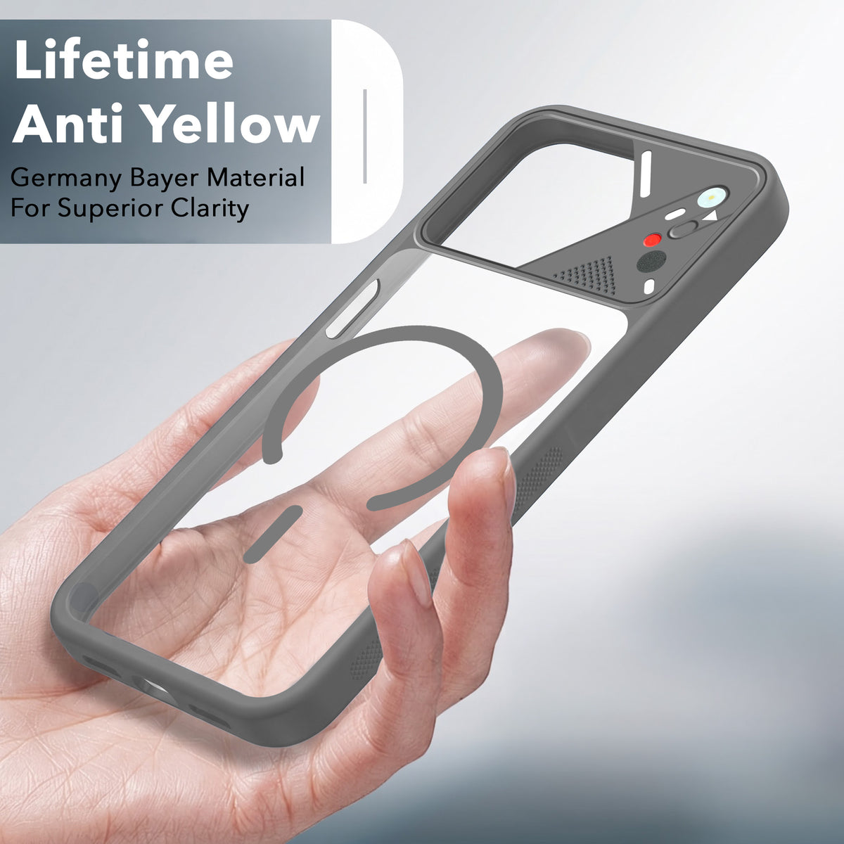 For Motorola Moto G77 Power Back Cover Case Lifetime Anti-Yellow Clear (Camera Protection | Side Grip | Wireless MagSafe Compatible)