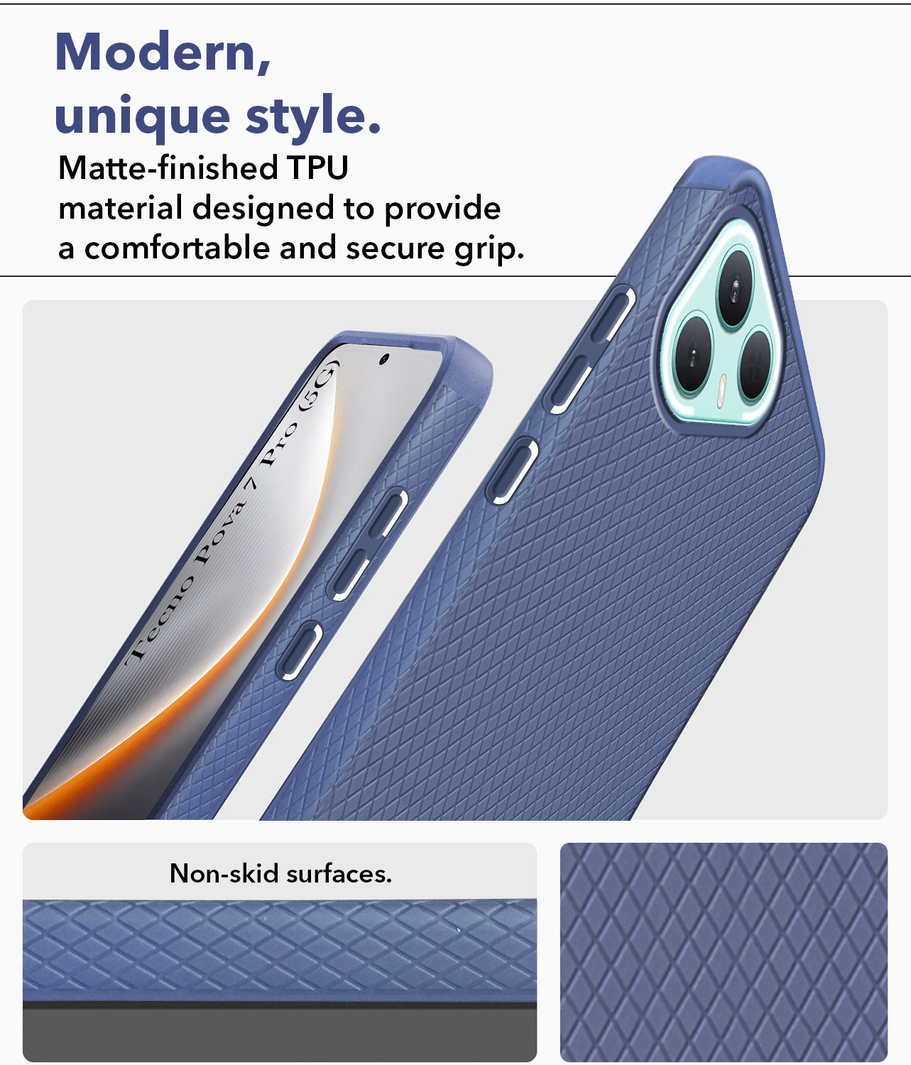 For Tecno Pova 7 Pro 5G Back Cover Case Liquid Silicone (Camera Protection | Side Grip Texture | Soft and Flexible)