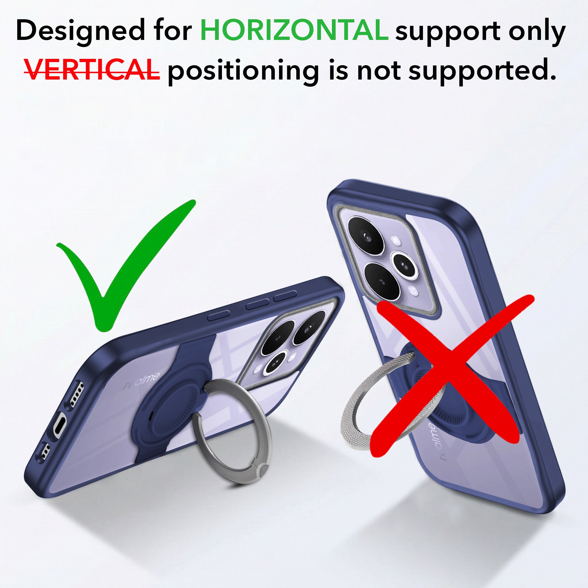 For Realme 15 Pro Back Cover Case with stand (Built-in Ring Holder Kickstand | Lifetime Anti Yellow | Camera Protection)