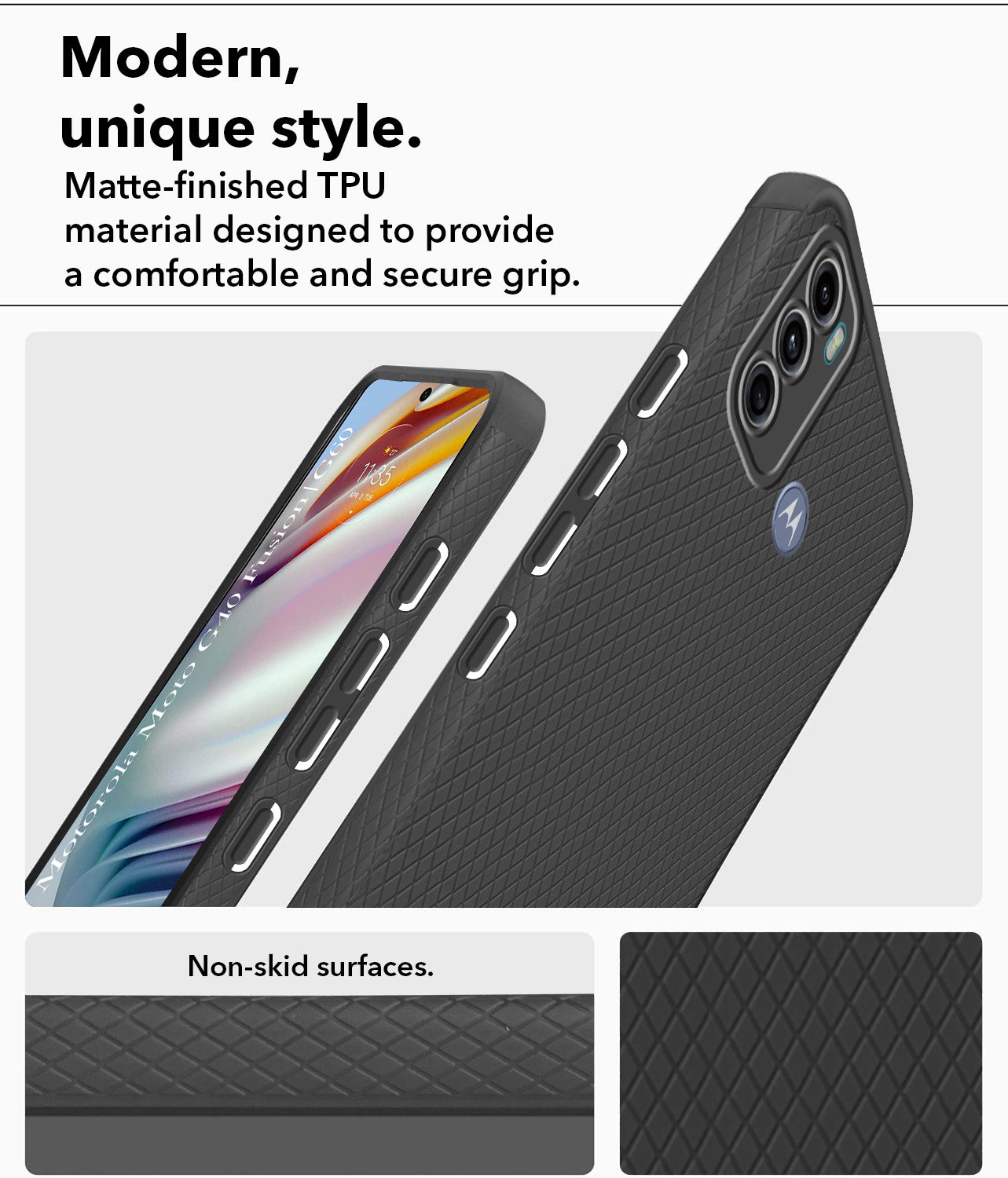 For Motorola Moto G40 Fusion | G60 Back Cover Case (Liquid Silicone | Side Grip | Camera Protection)