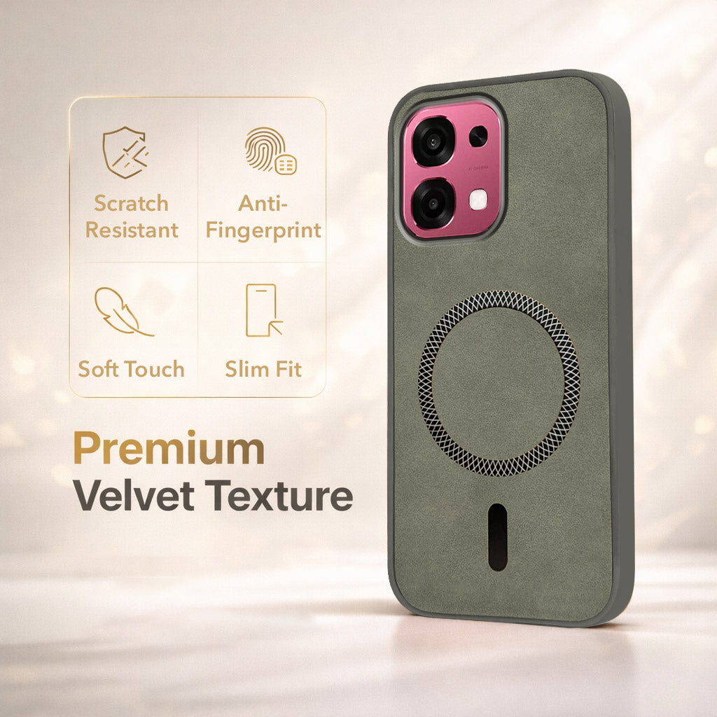 For Oppo F31 5G | Oppo F33 5G Back Cover Case Leather Finish (MagSafe Compatible Wireless Charging | Soft Touch | Camera Bump Protection)