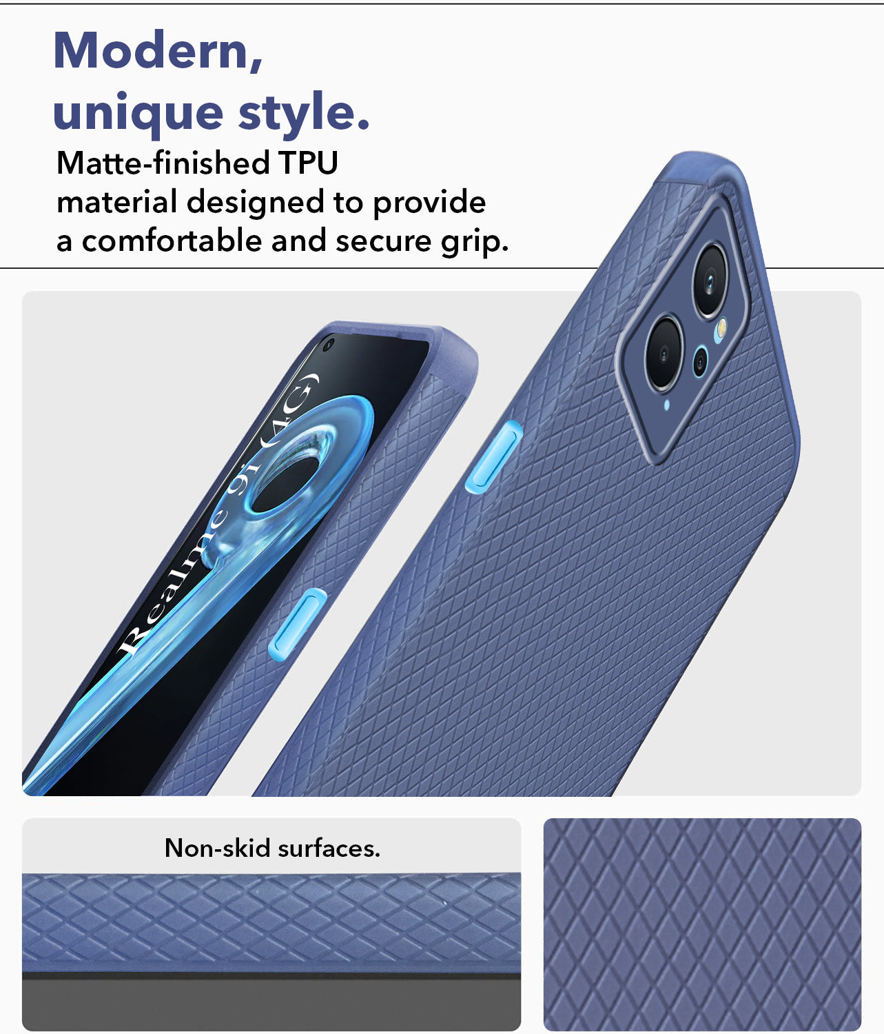 For Realme 9i Back Cover Case (Liquid Silicone | Side Grip | Camera Protection)