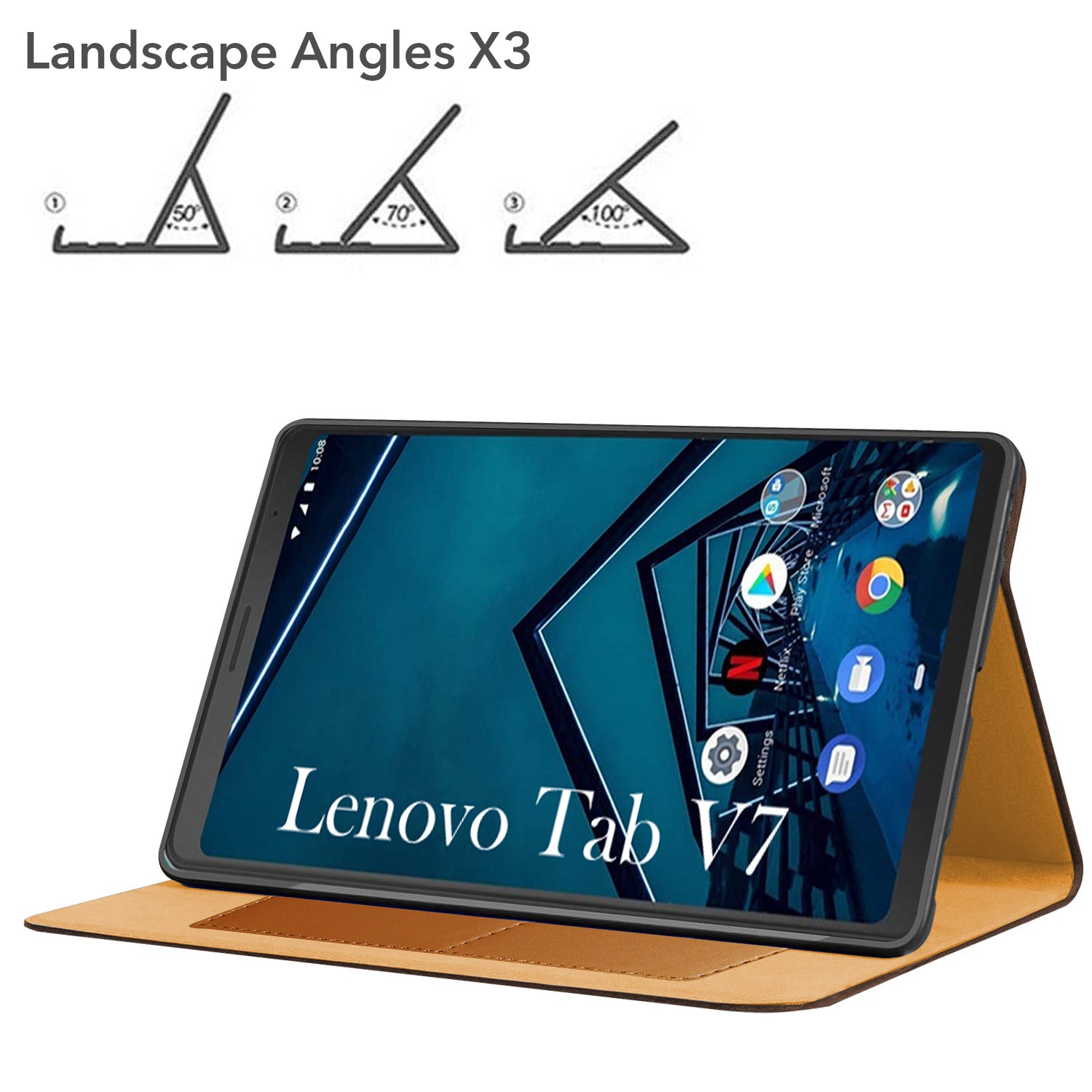 For Lenovo Tab V7 6.95 Inch PB-6505M/6505MC Flip Cover Folio Cover (PU Leather | Multi-Angle Smart Stand | Card Storage Slots | Silicone Back Pouch)