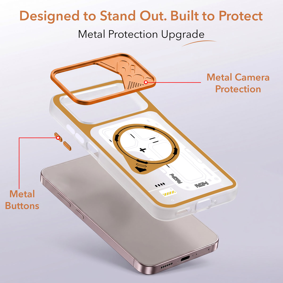 For Motorola Moto G37 Power Metallic Back Cover Case (Metallic Camera Protection & Buttons | Translucent Milky Shade | Hard Polycarbonate)