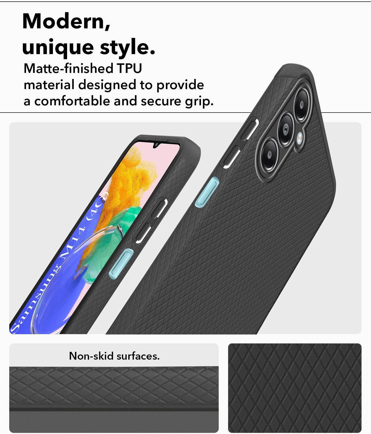 For Samsung Galaxy M14 4G Back Cover Case (Liquid Silicone | Side Grip | Camera Protection)