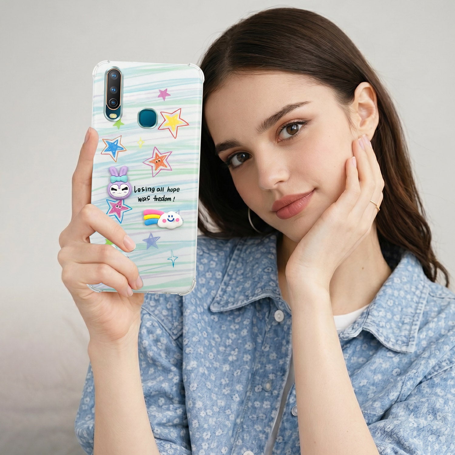 For Vivo U10 Back Cover Case (3D Cute Cartoons | Hard Back Side Soft | Matte Premium Finish | HD Printing)